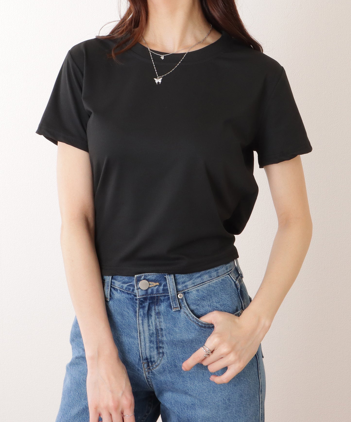 バックリボン カットアウト コンパクト 半袖 Tシャツ