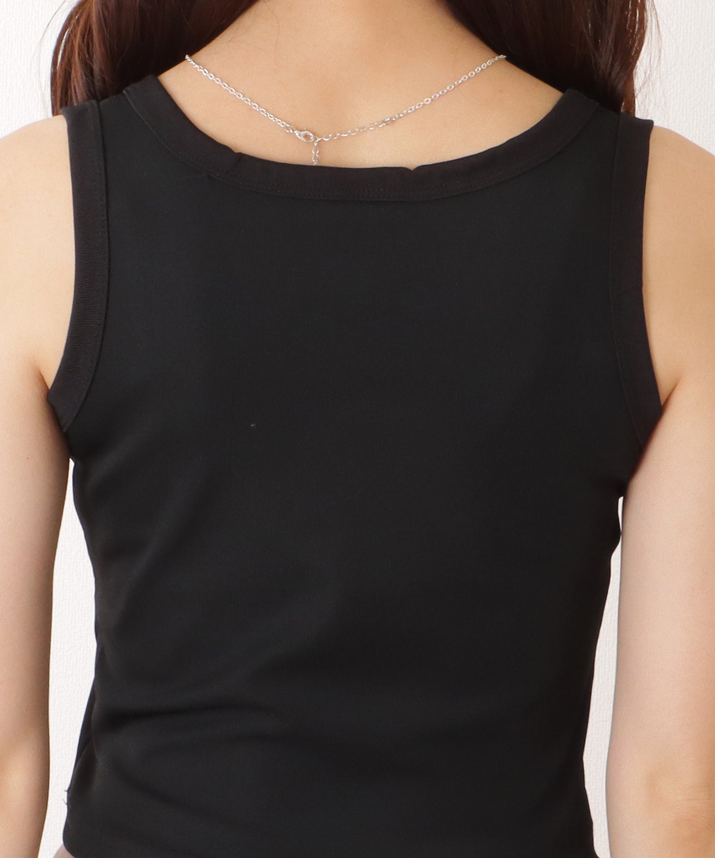 ヘンリーネック コンパクト ノースリーブ リブ タンクトップ