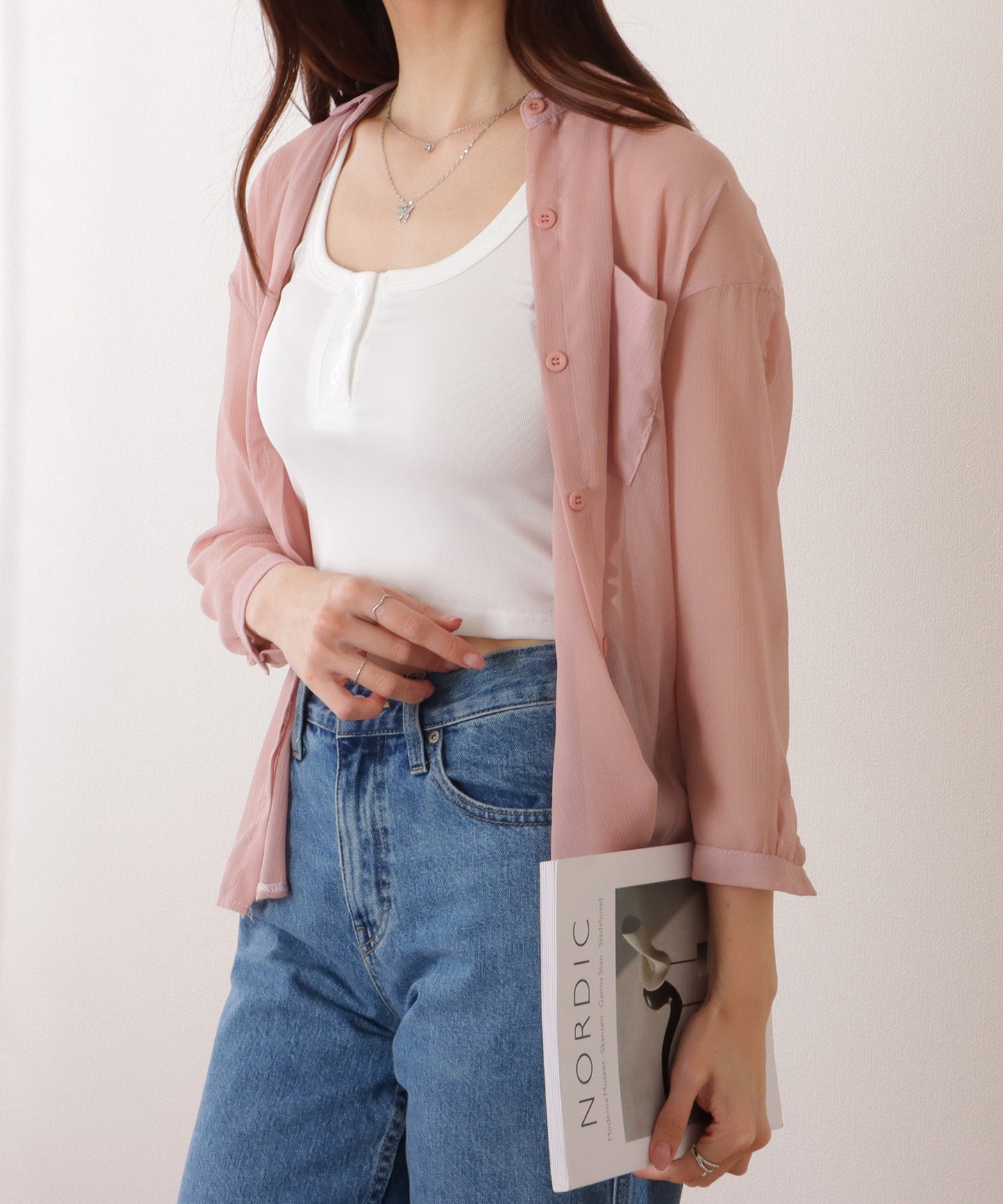 ヘンリーネック コンパクト ノースリーブ リブ タンクトップ