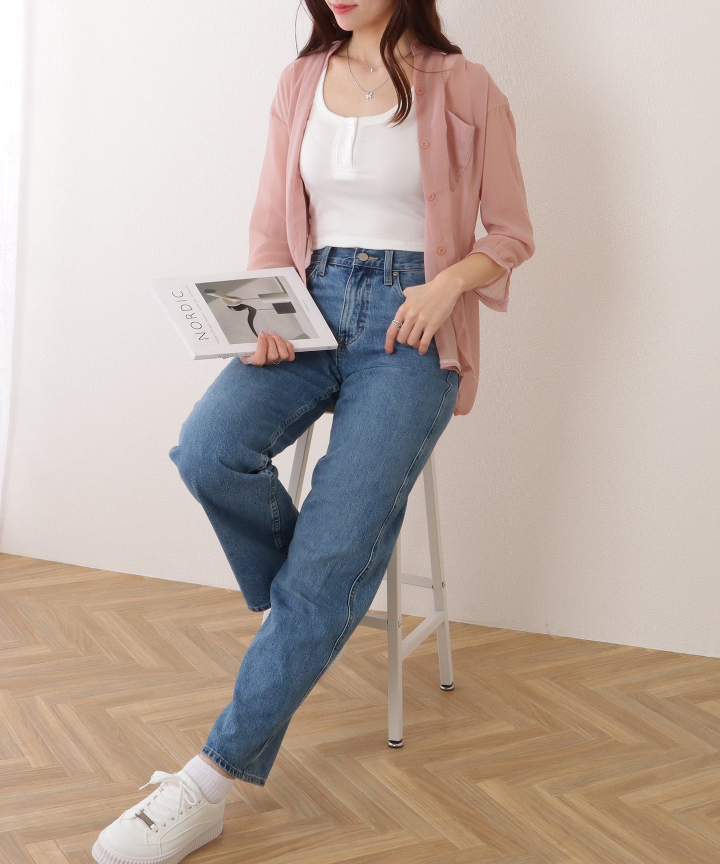 ヘンリーネック コンパクト ノースリーブ リブ タンクトップ