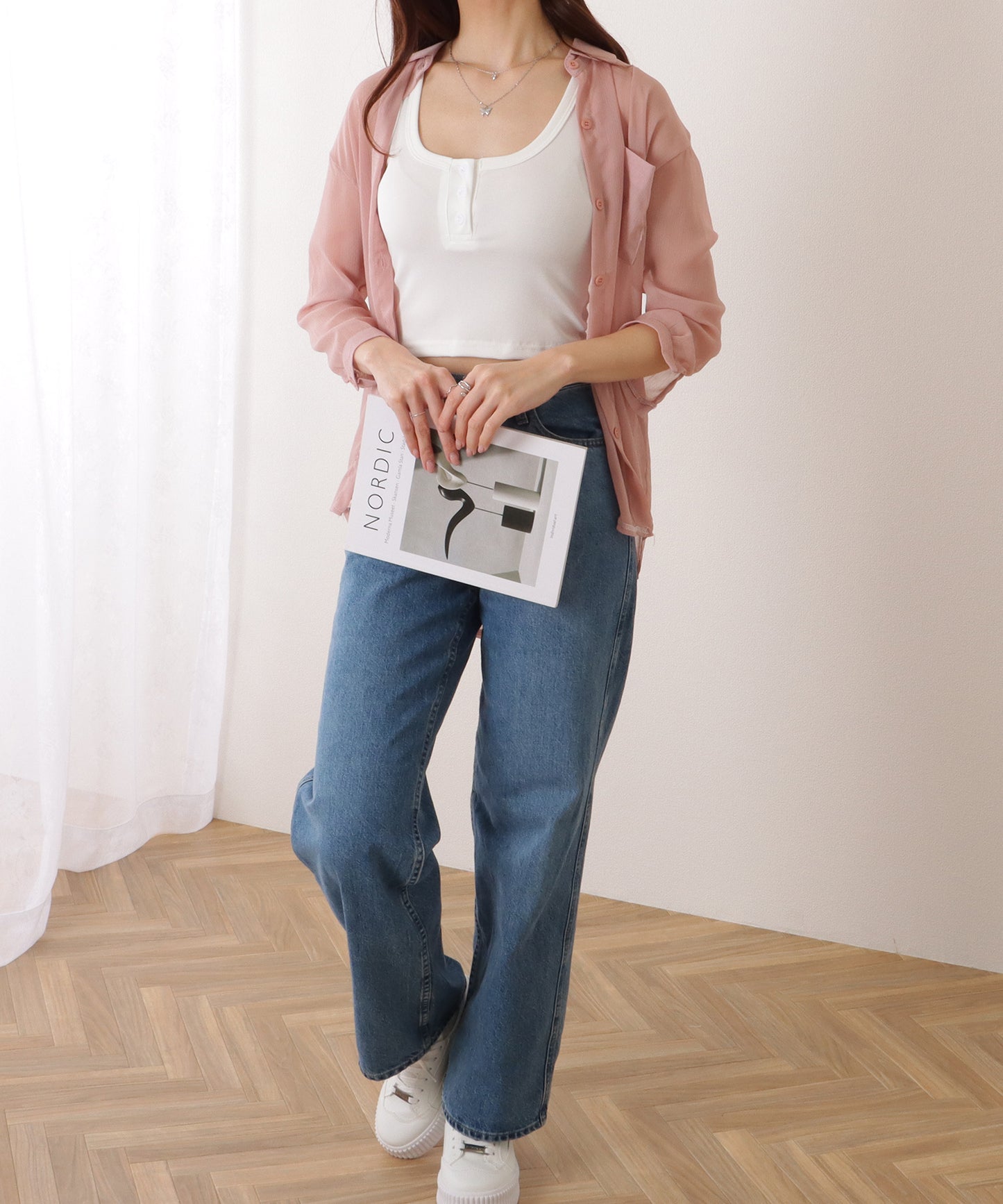 ヘンリーネック コンパクト ノースリーブ リブ タンクトップ