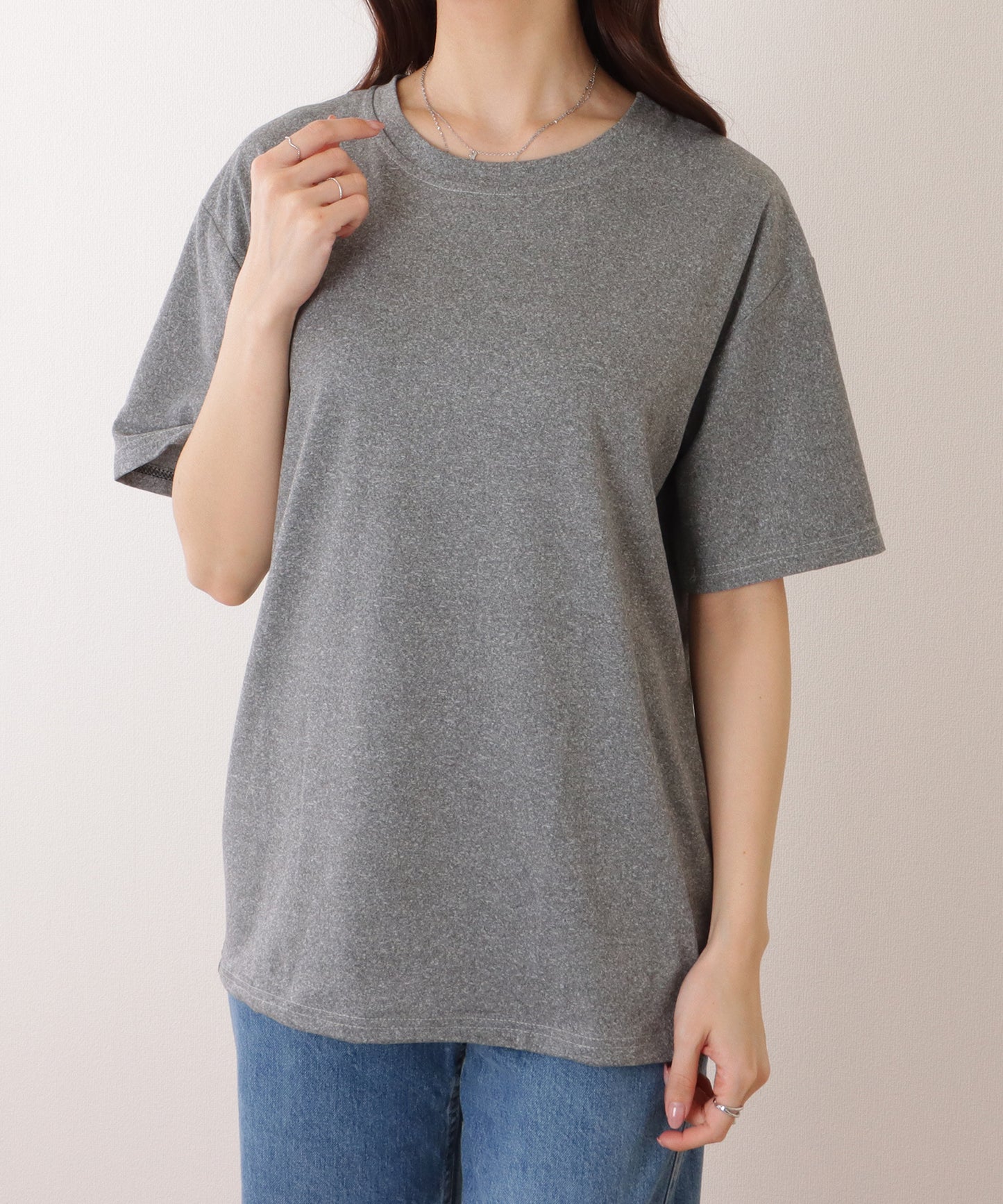 バック ロゴプリント ロールアップ袖 半袖 Tシャツ