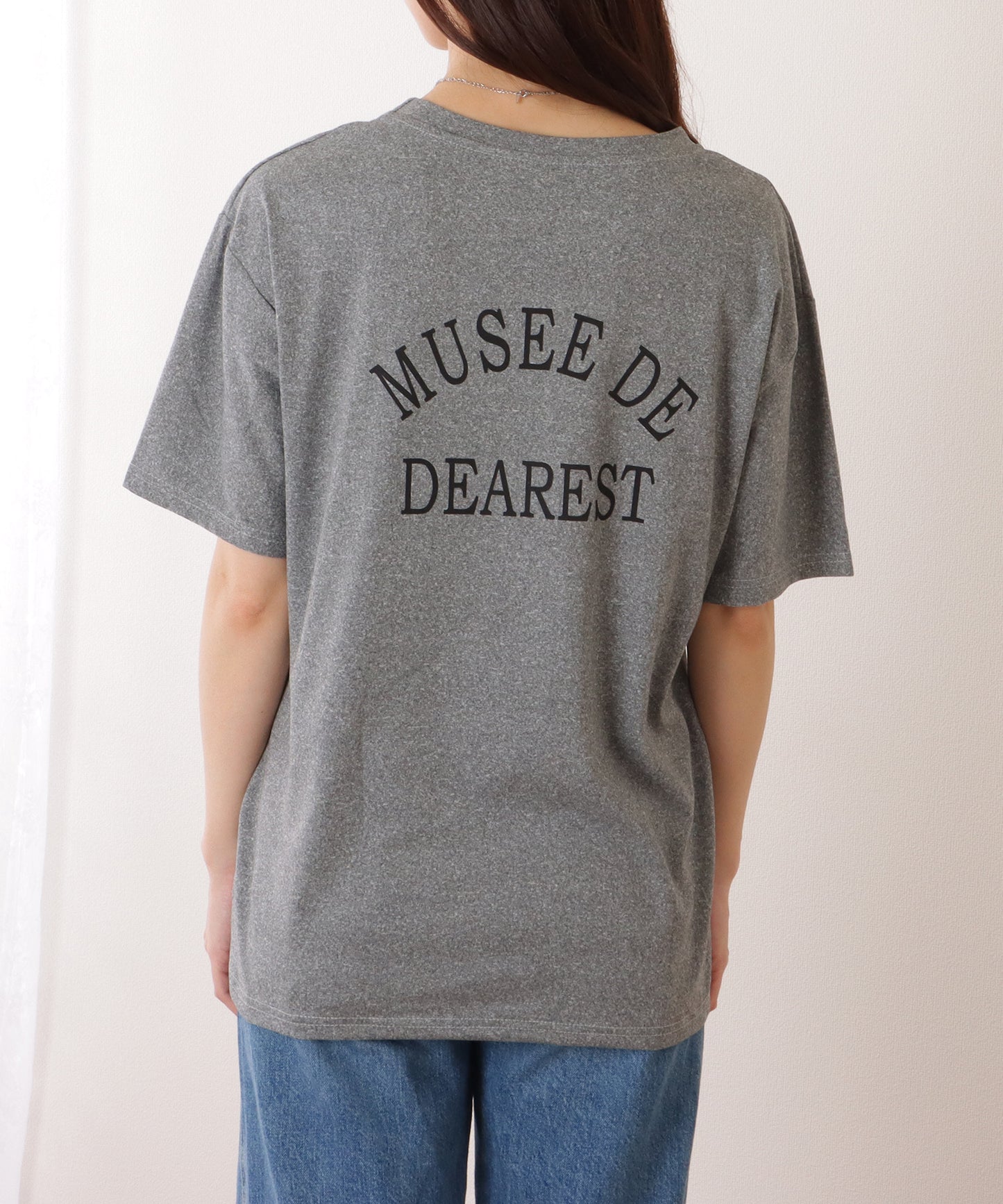 バック ロゴプリント ロールアップ袖 半袖 Tシャツ