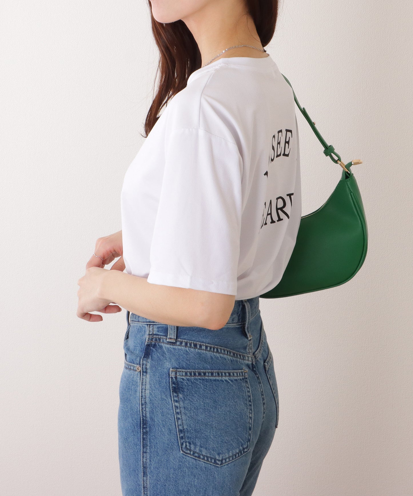 バック ロゴプリント ロールアップ袖 半袖 Tシャツ