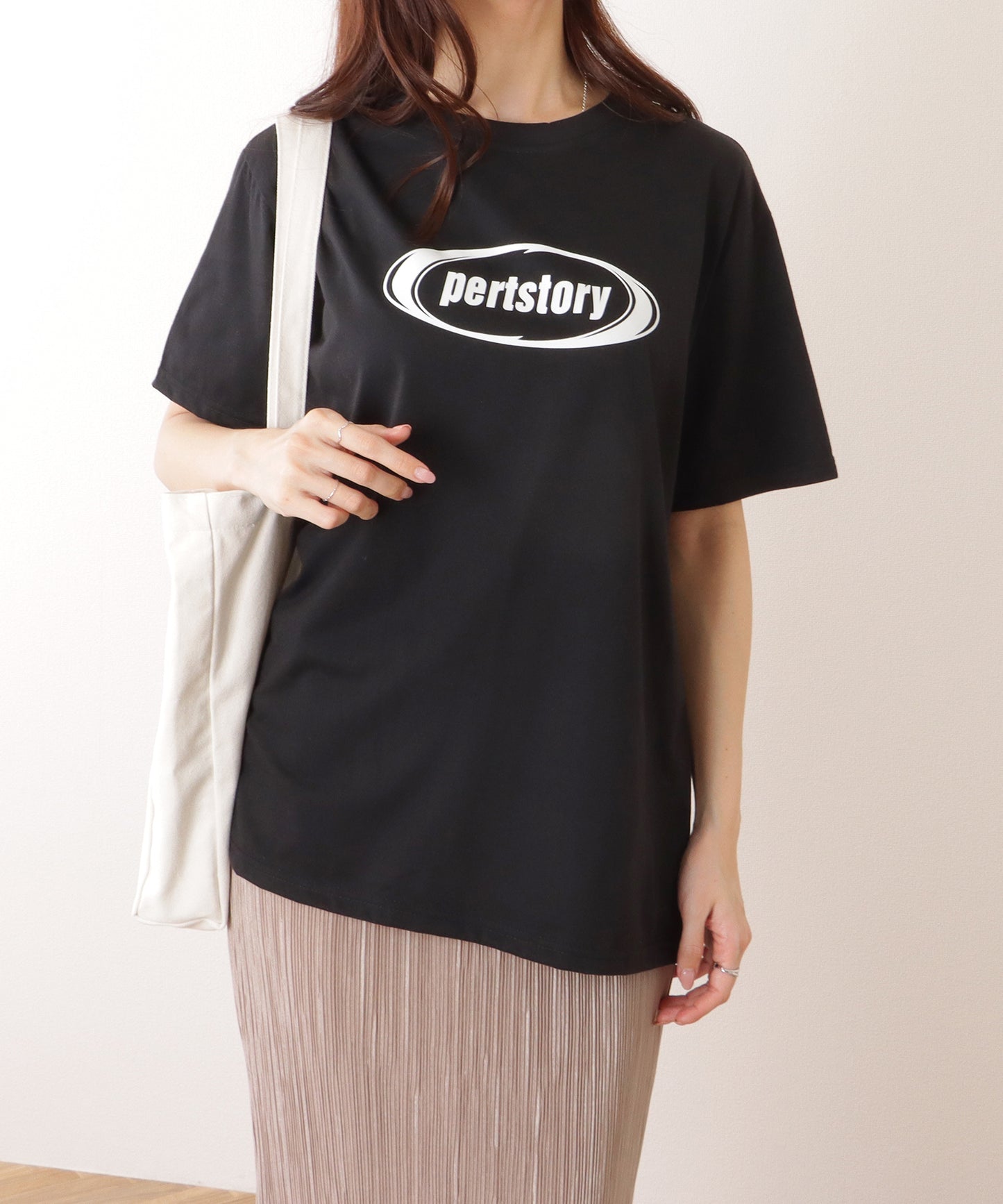 オーバーサイズ 半袖 ロゴ プリントTシャツ