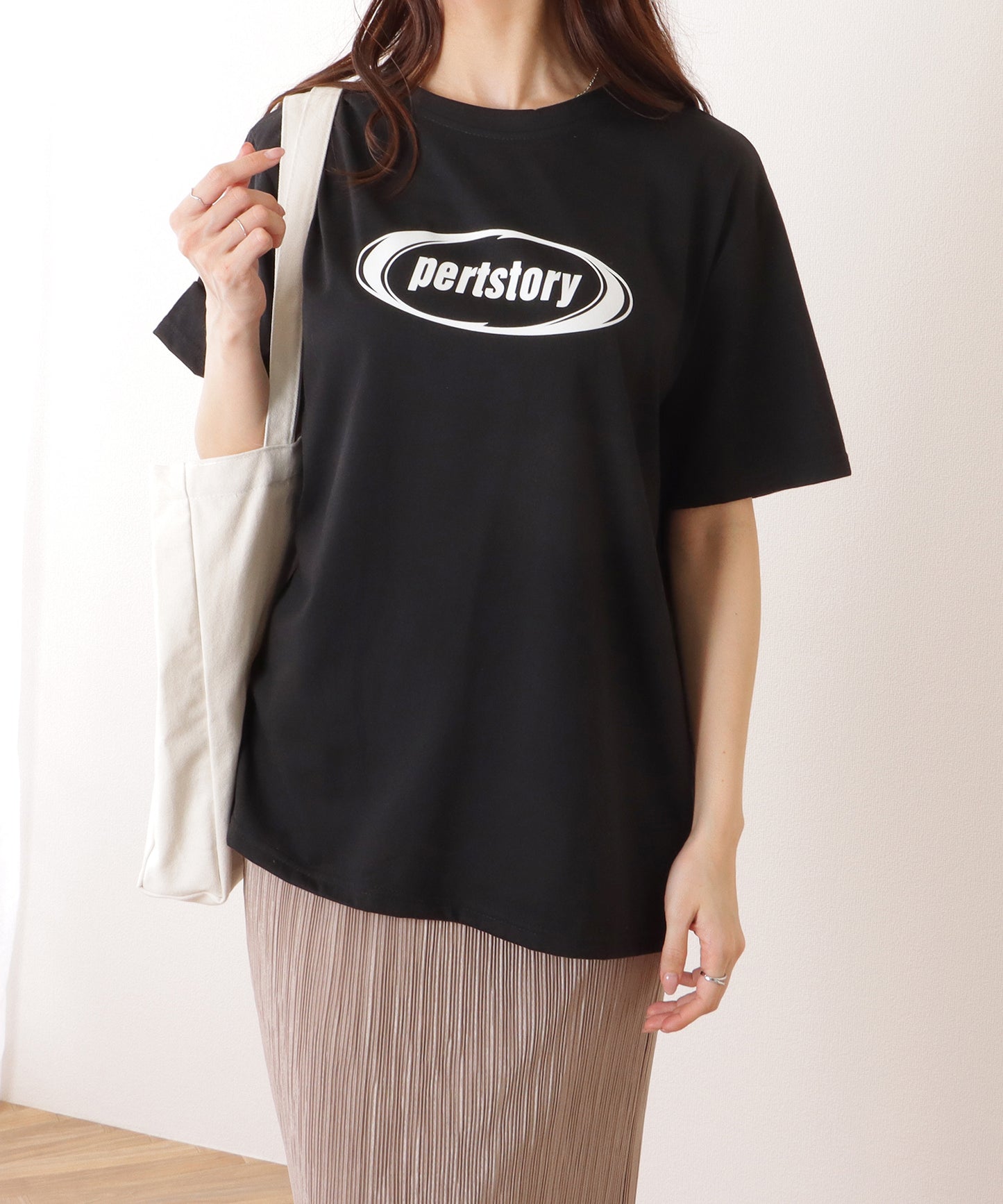 オーバーサイズ 半袖 ロゴ プリントTシャツ
