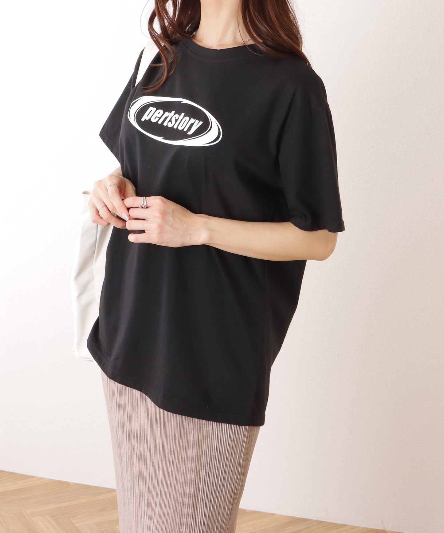 オーバーサイズ 半袖 ロゴ プリントTシャツ