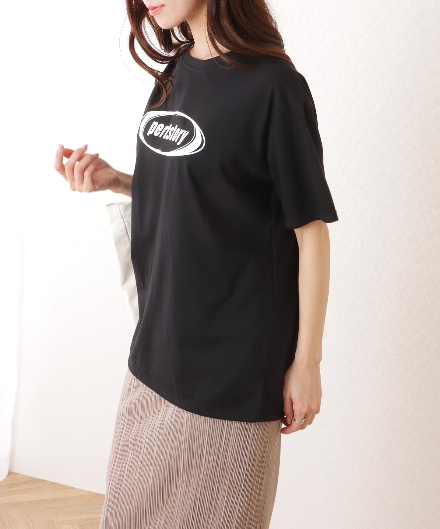 オーバーサイズ 半袖 ロゴ プリントTシャツ