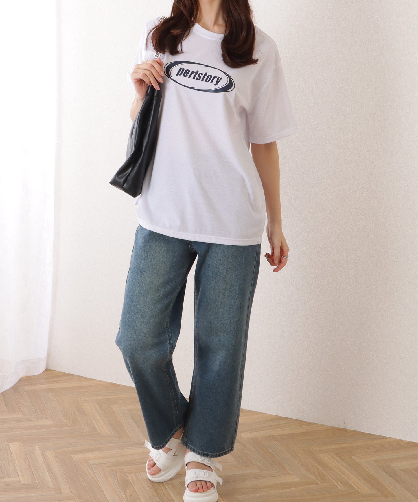 オーバーサイズ 半袖 ロゴ プリントTシャツ