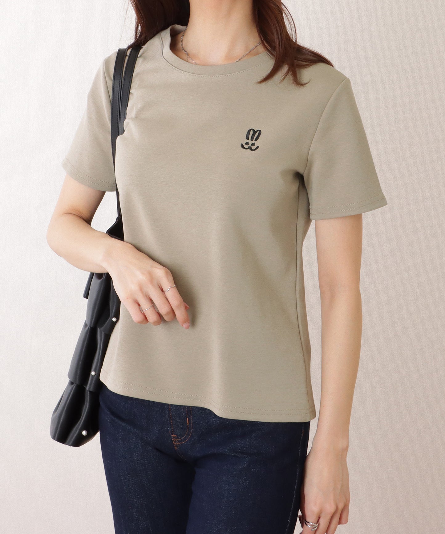 ラウンドネック ワンポイント ベーシック 半袖 Tシャツ