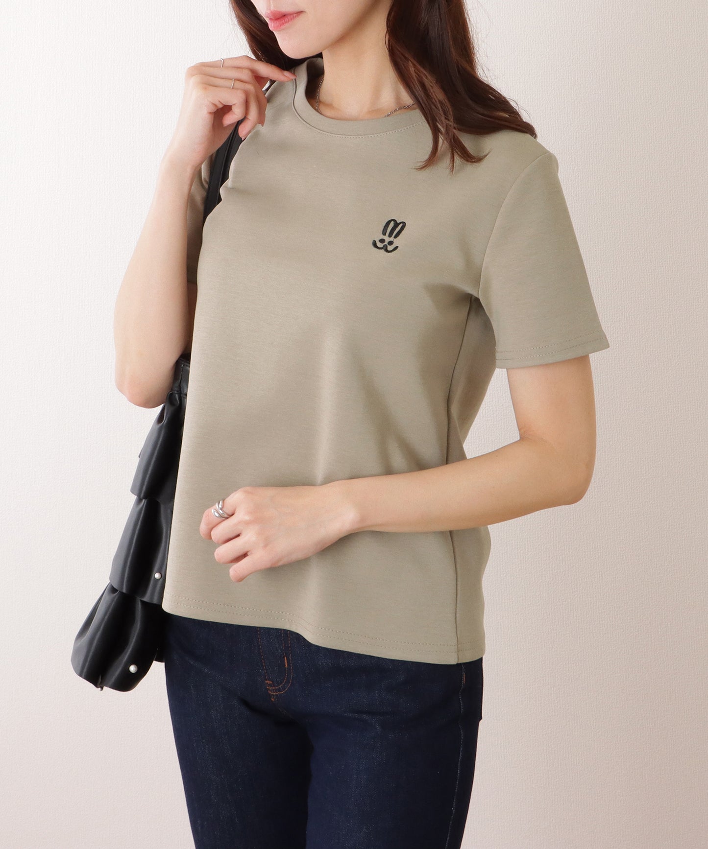 ラウンドネック ワンポイント ベーシック 半袖 Tシャツ