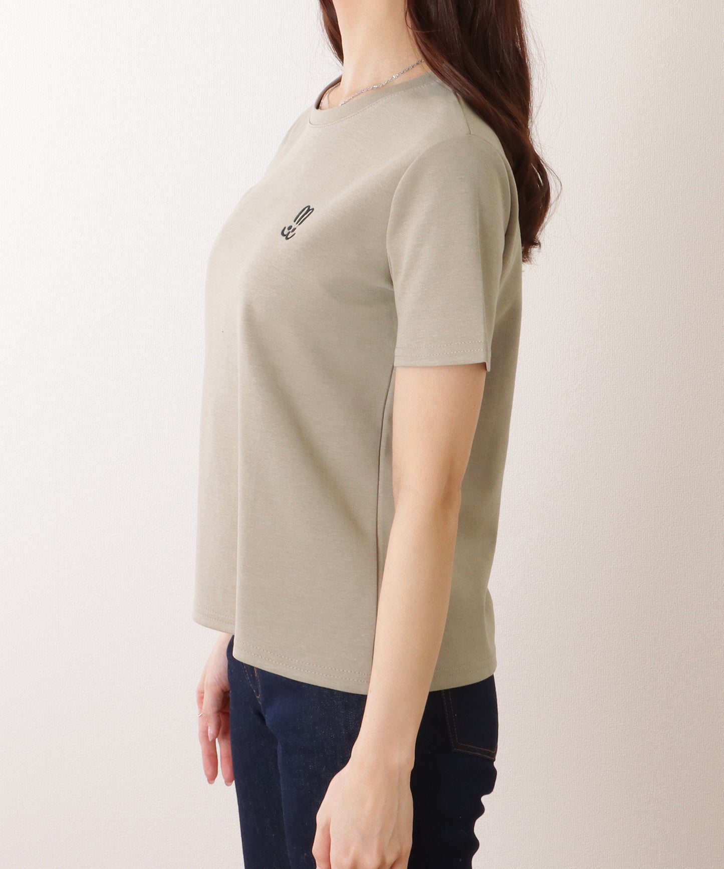 ラウンドネック ワンポイント ベーシック 半袖 Tシャツ
