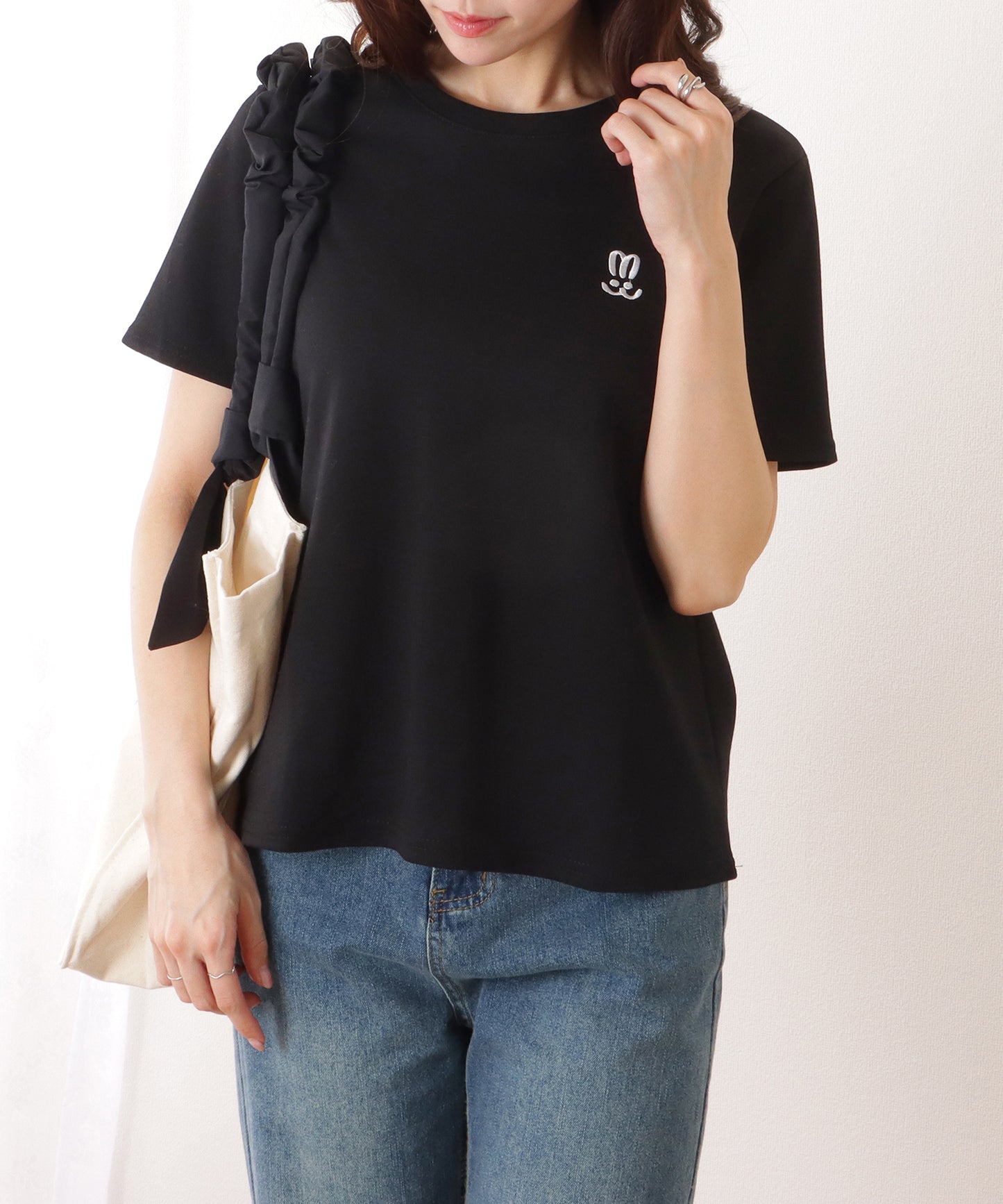 ラウンドネック ワンポイント ベーシック 半袖 Tシャツ