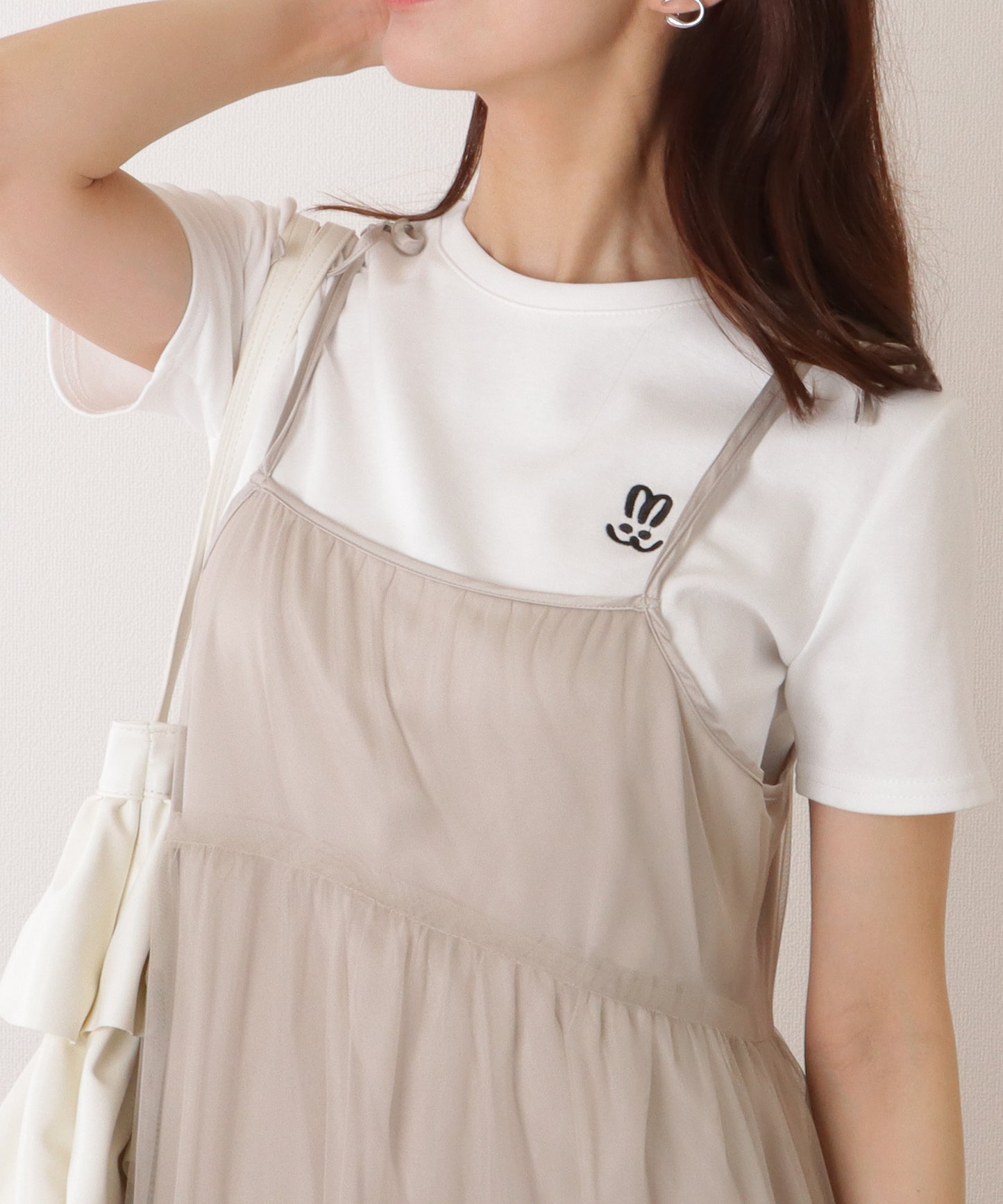ラウンドネック ワンポイント ベーシック 半袖 Tシャツ