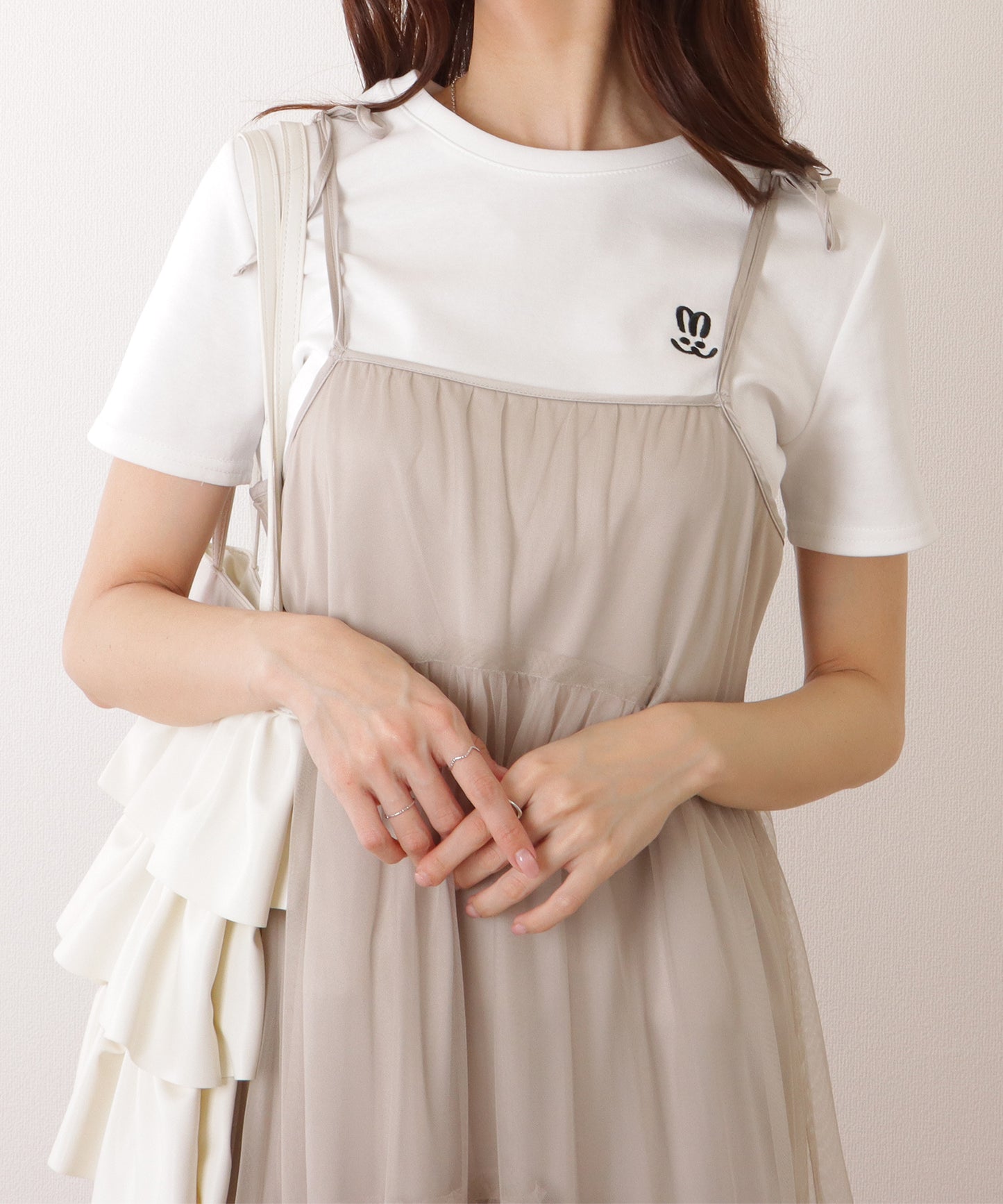 ラウンドネック ワンポイント ベーシック 半袖 Tシャツ