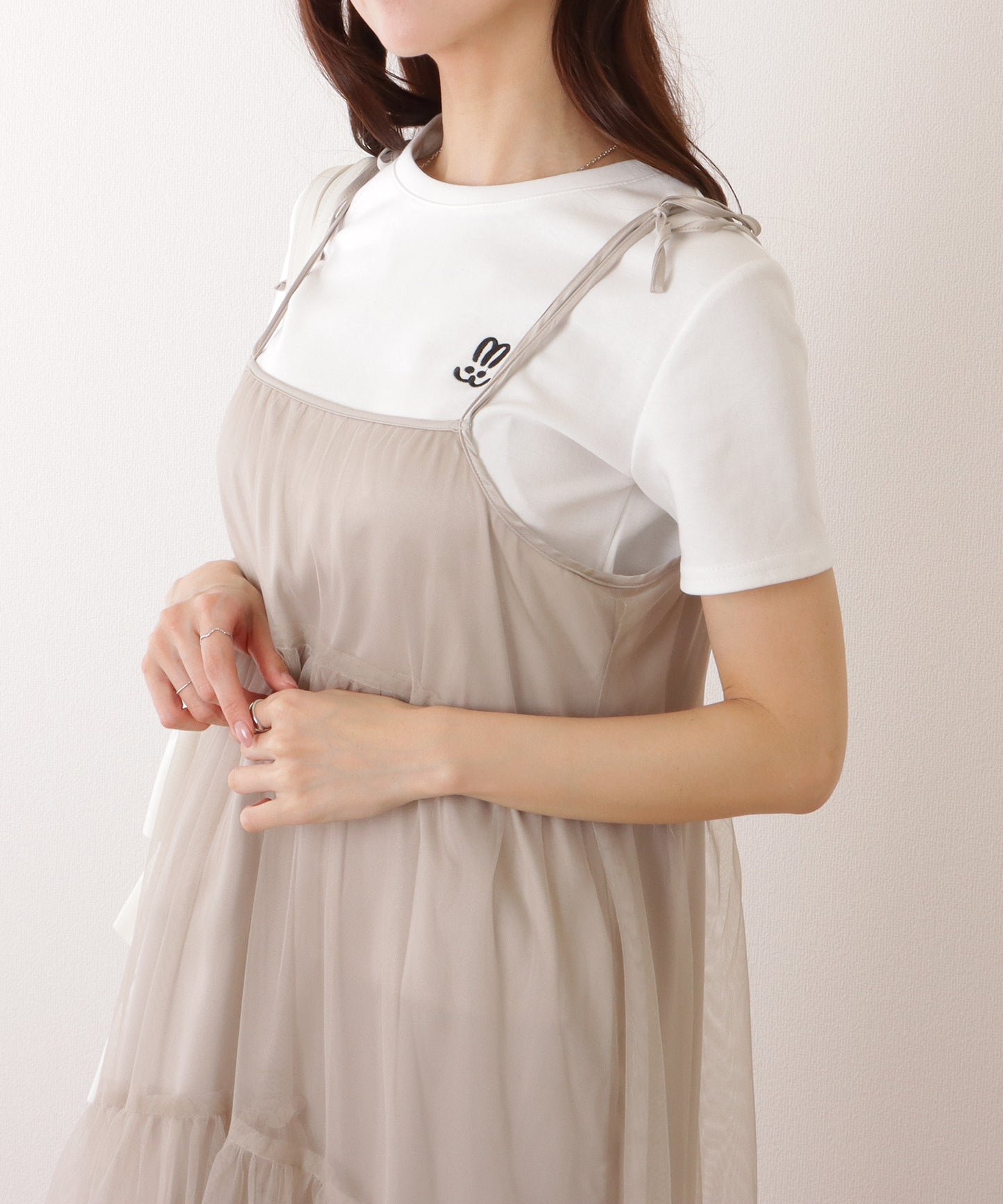 ラウンドネック ワンポイント ベーシック 半袖 Tシャツ