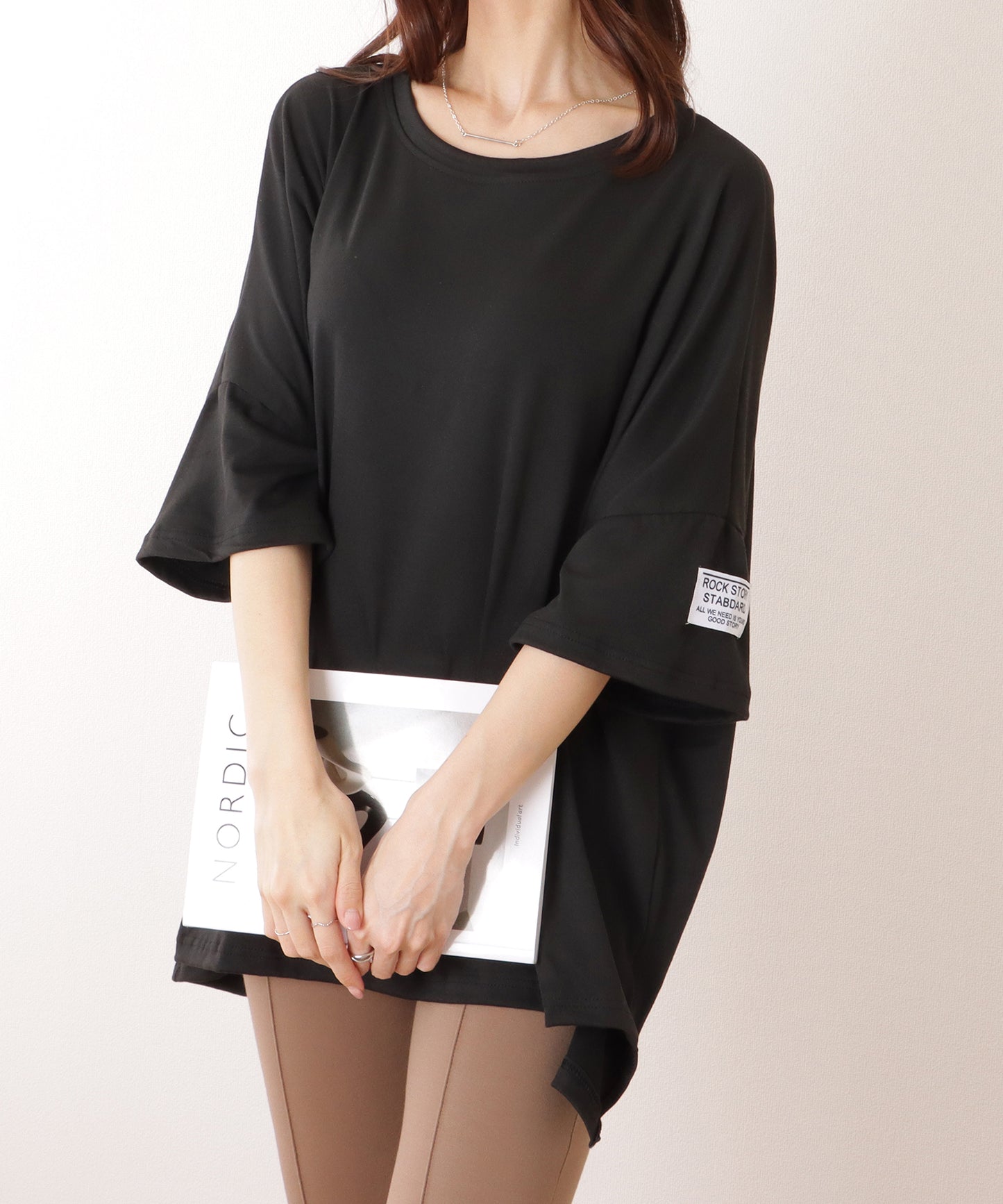 ネームタグ付き ビッグサイズ クルーネック 半袖 Tシャツ