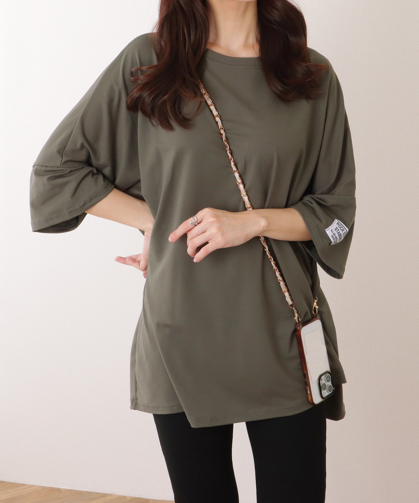 ネームタグ付き ビッグサイズ クルーネック 半袖 Tシャツ
