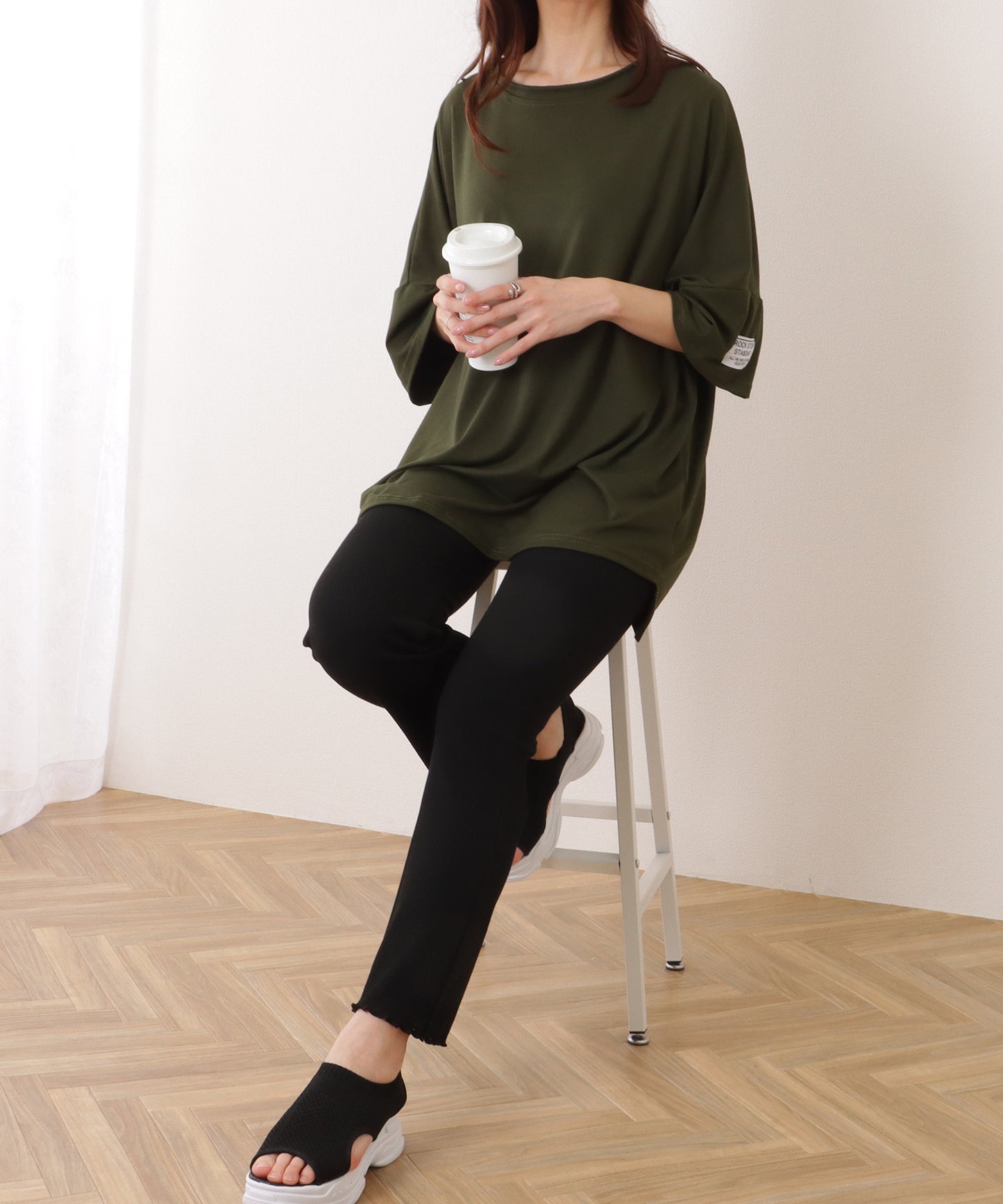 ネームタグ付き ビッグサイズ クルーネック 半袖 Tシャツ