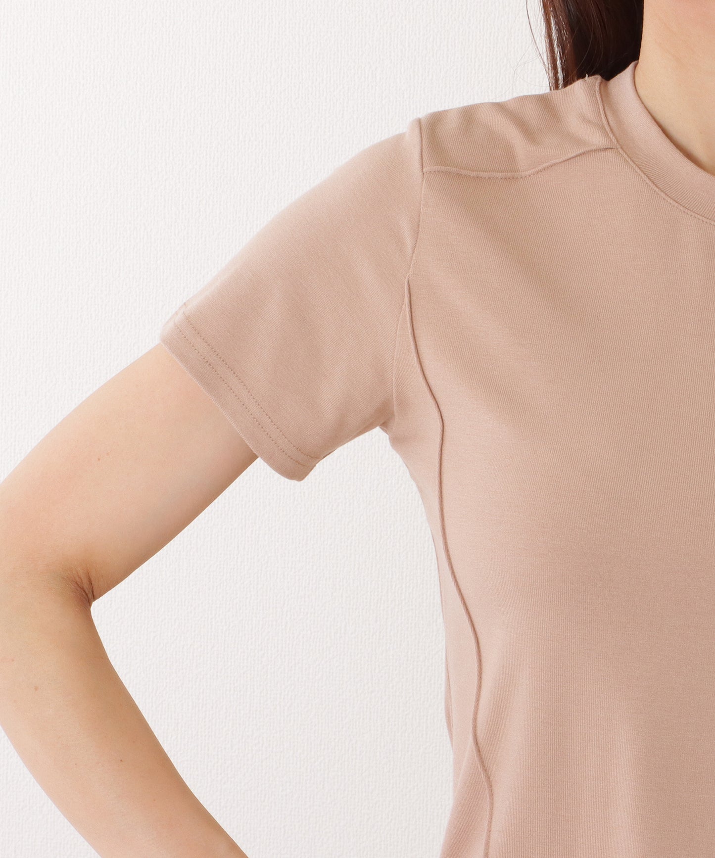 ラウンドネック パイピング コンパクト 半袖 Tシャツ