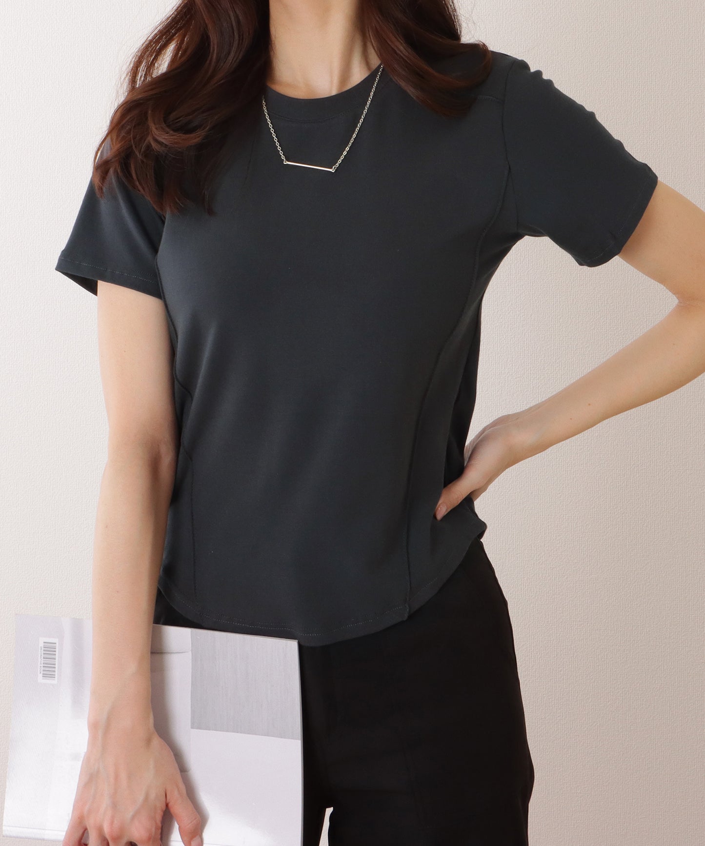 ラウンドネック パイピング コンパクト 半袖 Tシャツ