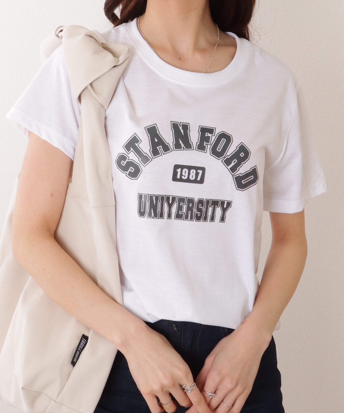 カレッジロゴ プリント オーバーサイズ 半袖 Tシャツ