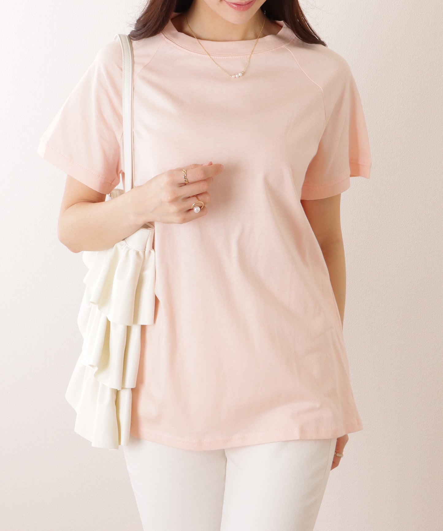 ソリッドカラー クルーネック ラグランスリーブ ベーシック プルオーバー