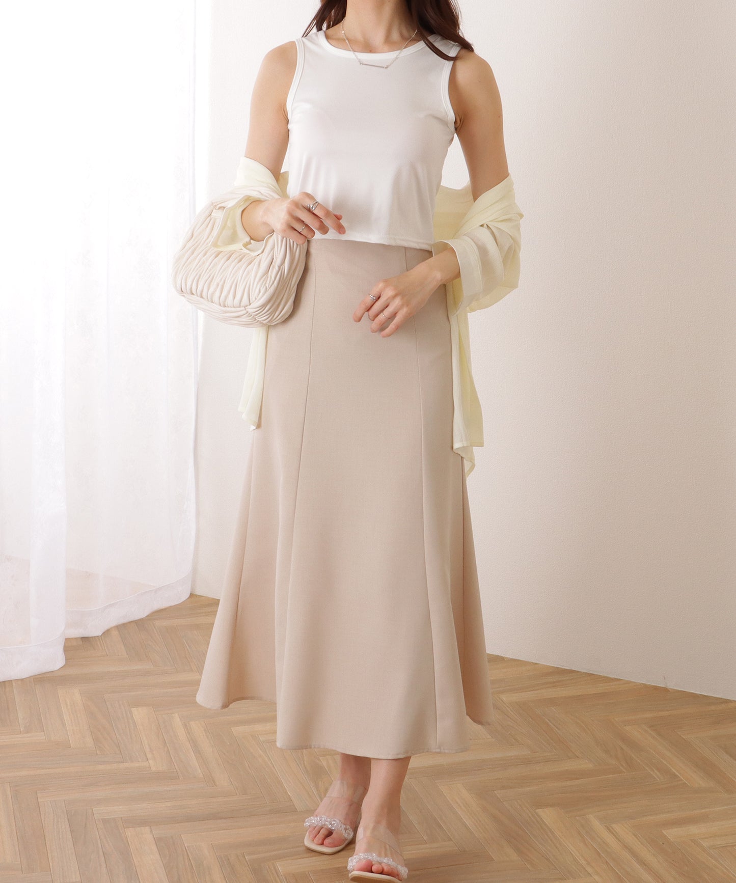 ソリッドカラー ベーシック ノースリーブ ハーフトップ