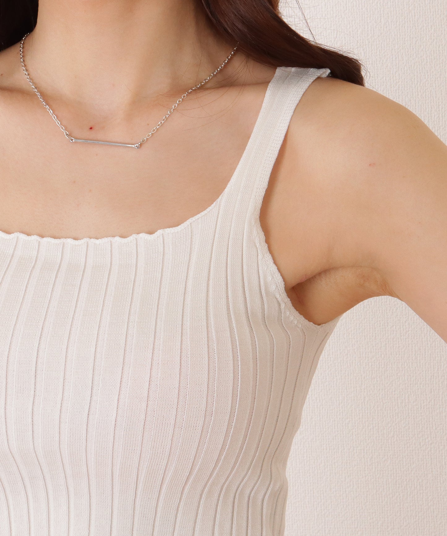 スクエアネック リブ ニット コンパクト トップス