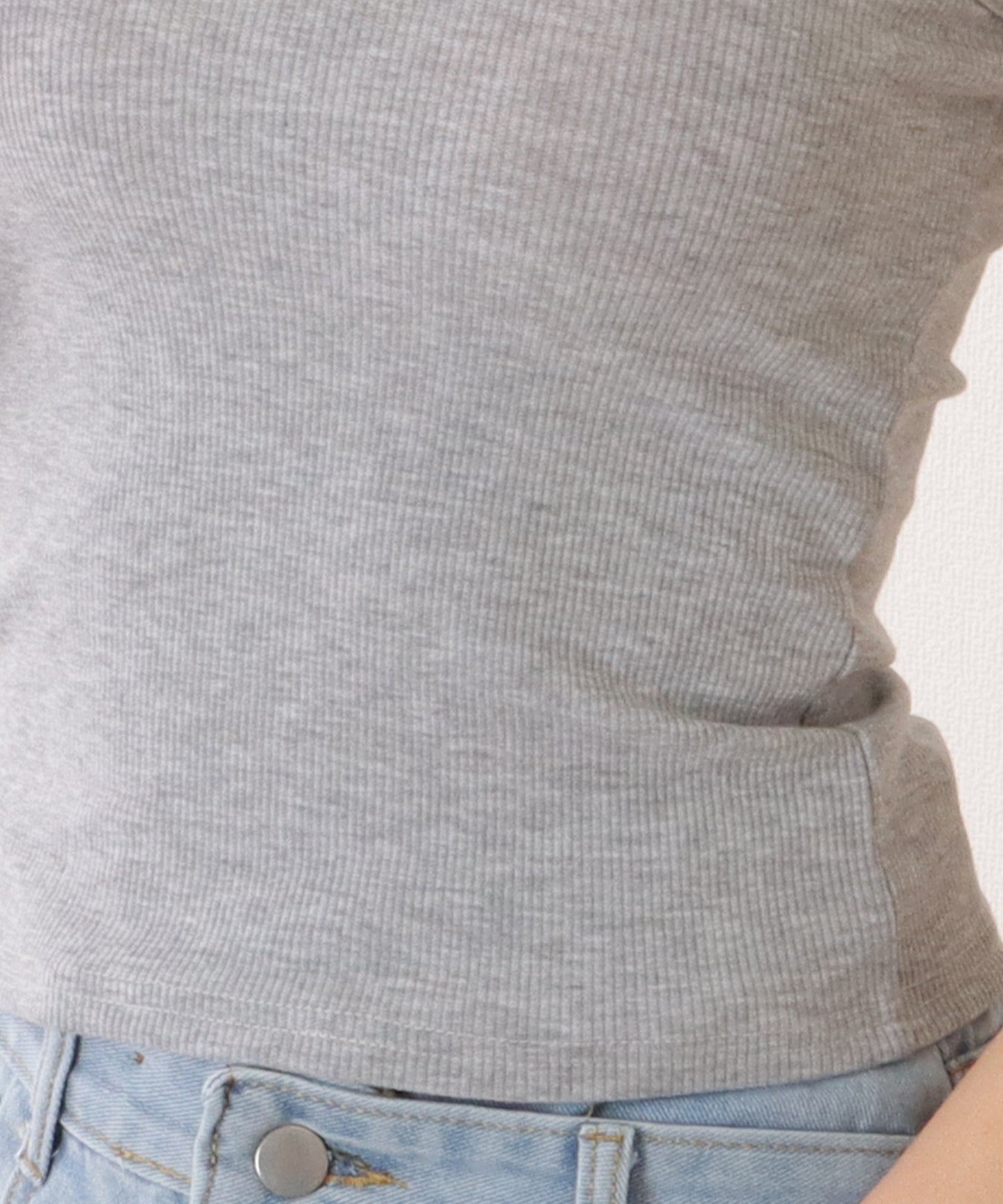 クルーネック コンパクト ベーシック ノースリーブ トップス