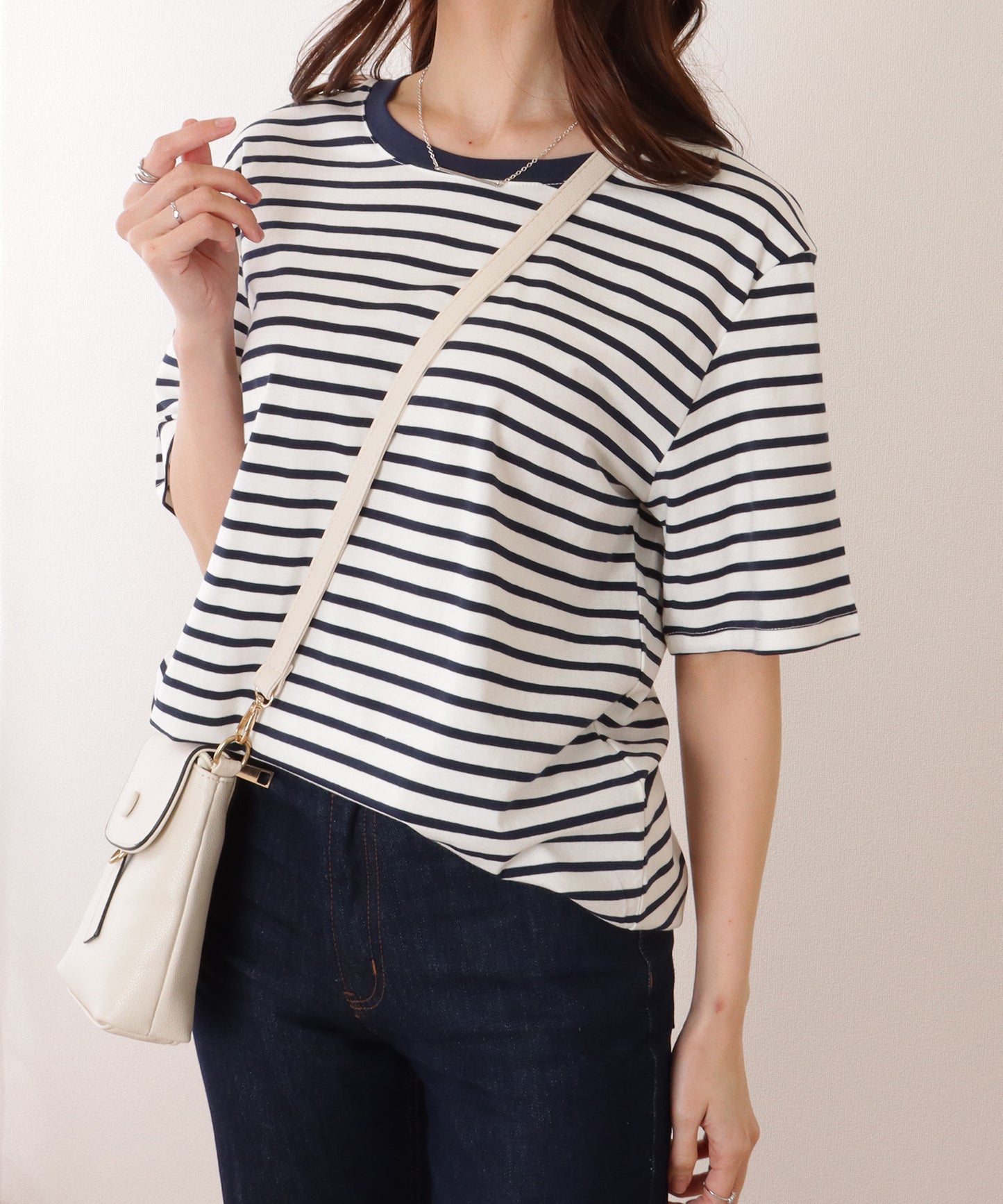 レトロ ボーダー クルーネック 半袖 プルオーバー