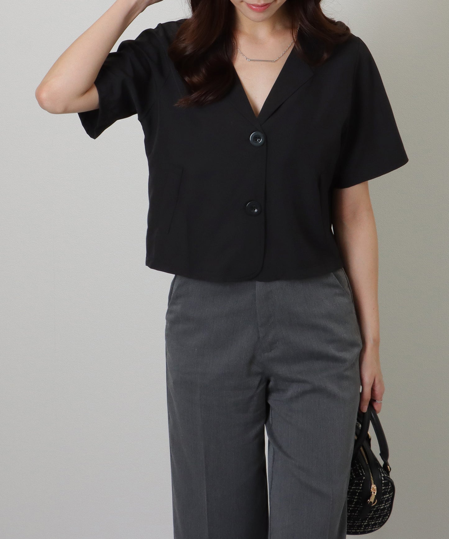 半袖 テーラード ショート コンパクト ジャケット