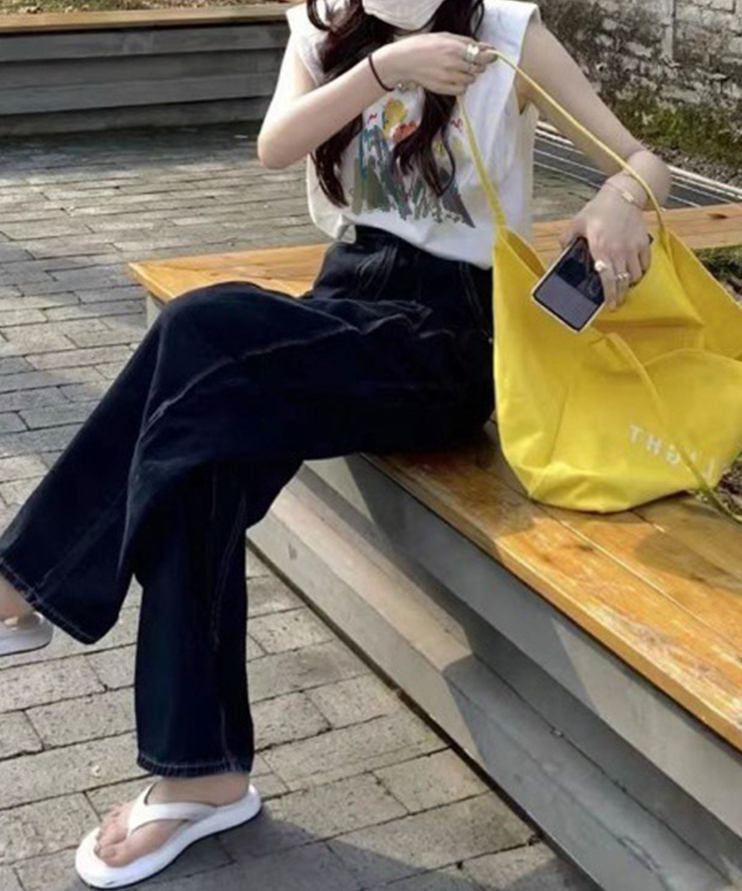 フラワー プリント ノースリーブ コットン Tシャツ