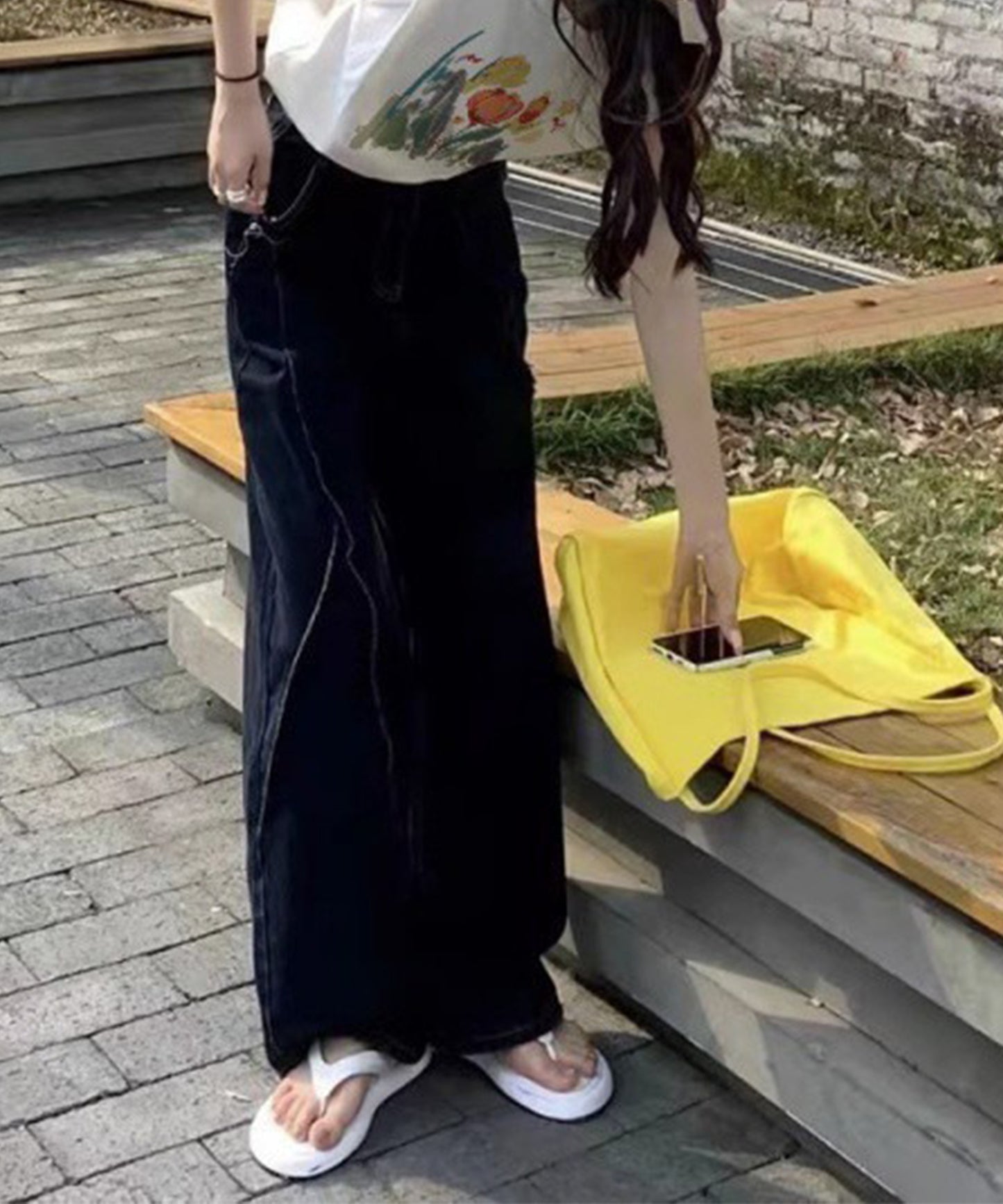 フラワー プリント ノースリーブ コットン Tシャツ