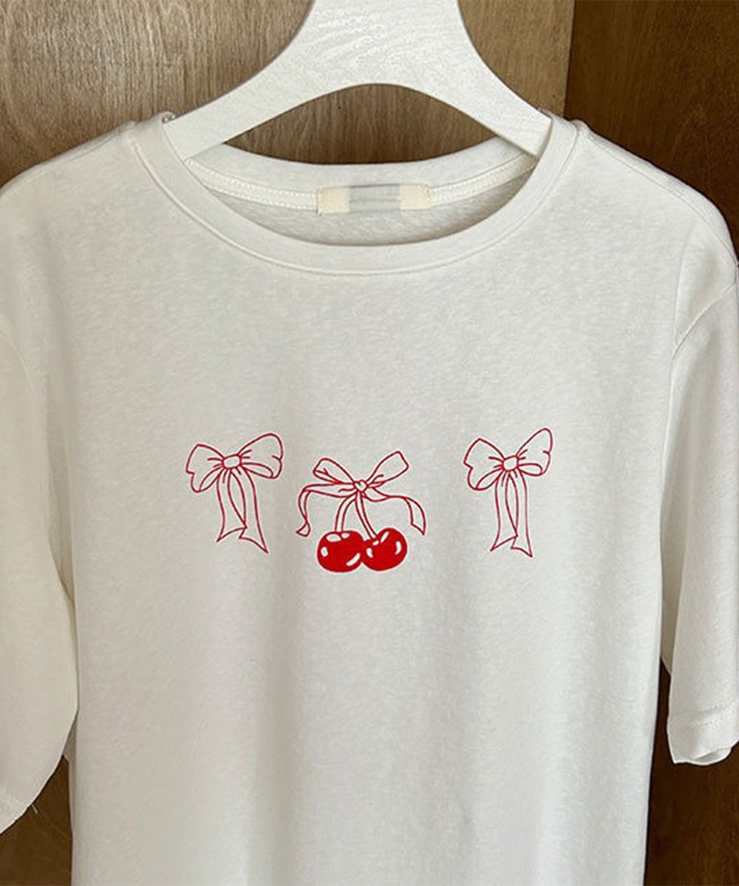 リボンプリント オーバーサイズ クルーネック 半袖 Tシャツ