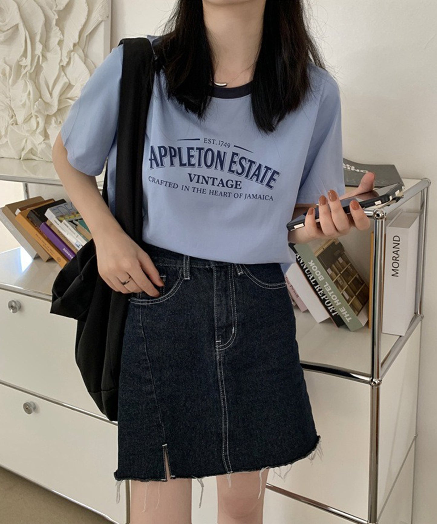 配色 ロゴプリント クルーネック 半袖 Tシャツ