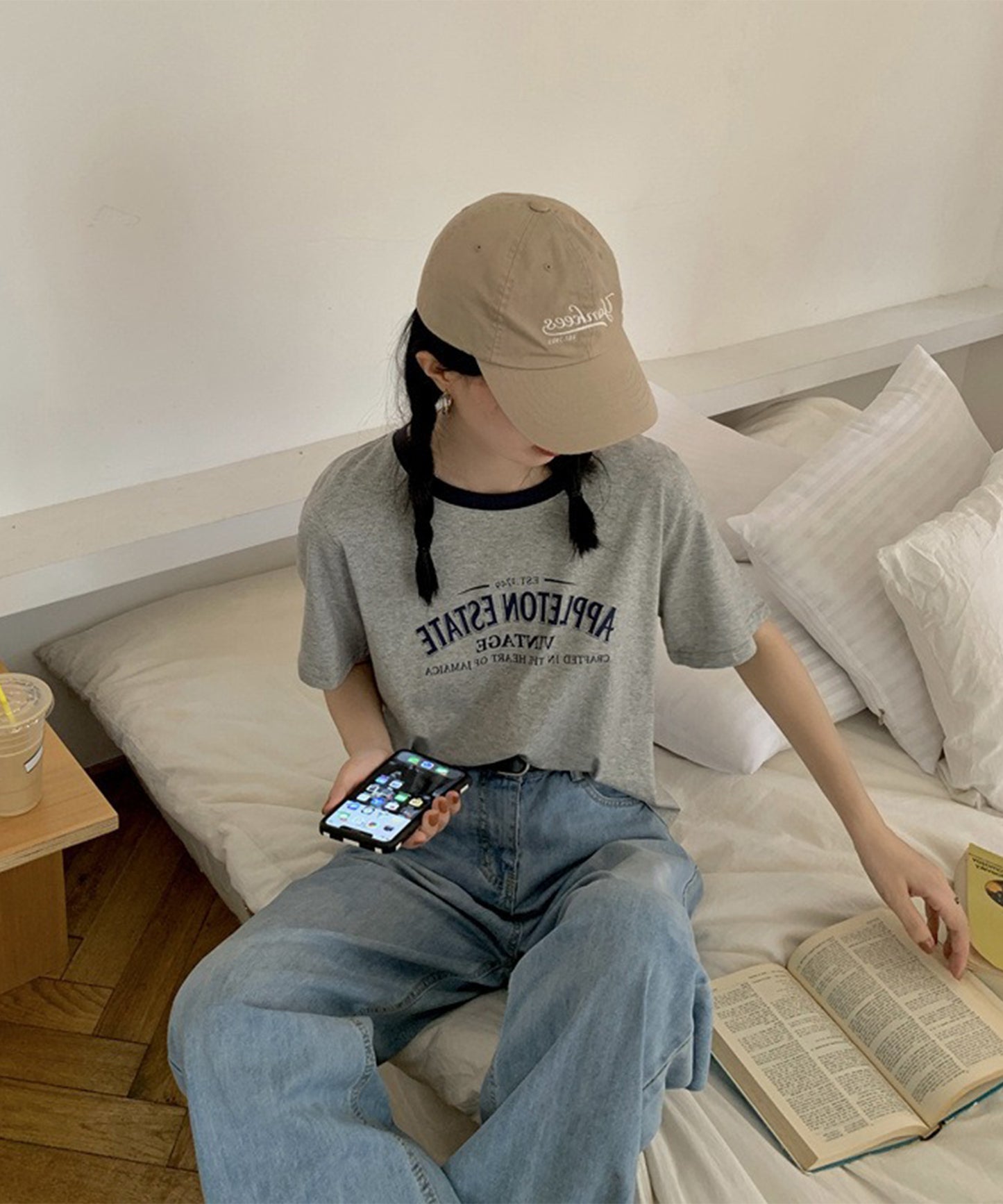 配色 ロゴプリント クルーネック 半袖 Tシャツ