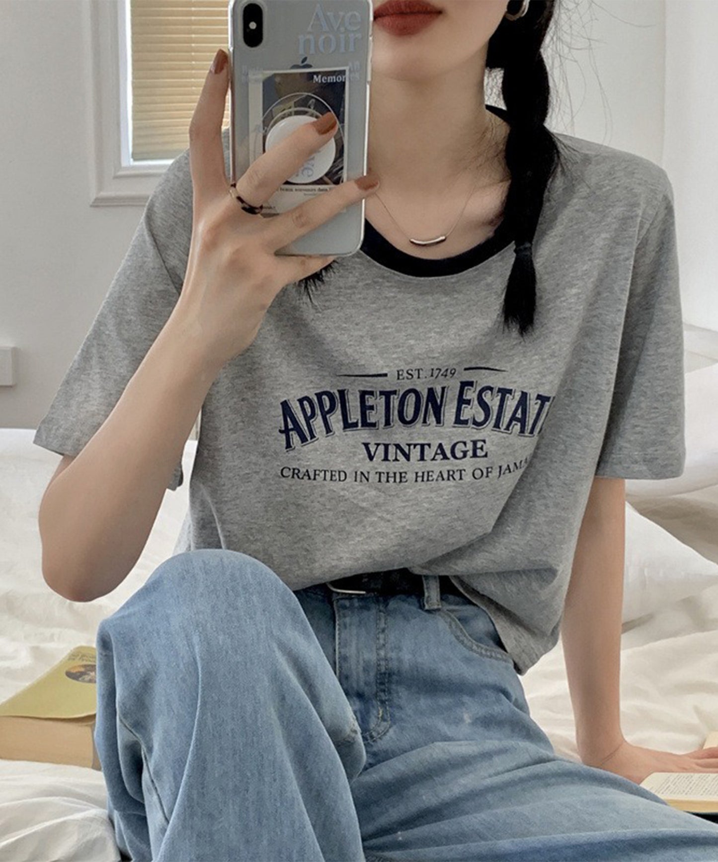 配色 ロゴプリント クルーネック 半袖 Tシャツ