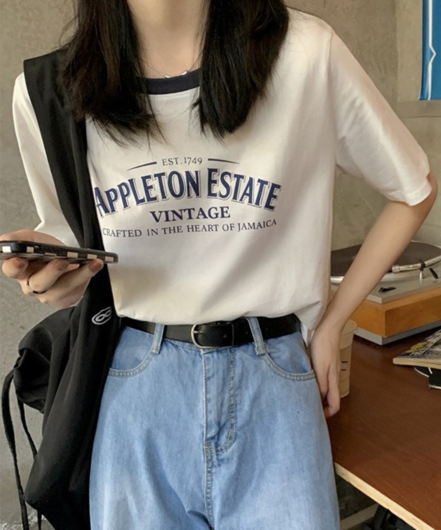 配色 ロゴプリント クルーネック 半袖 Tシャツ