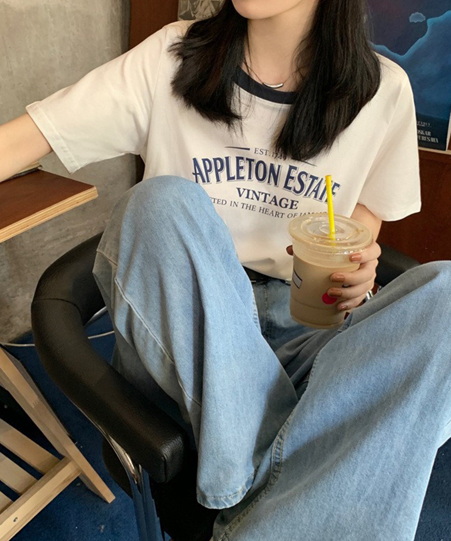 配色 ロゴプリント クルーネック 半袖 Tシャツ