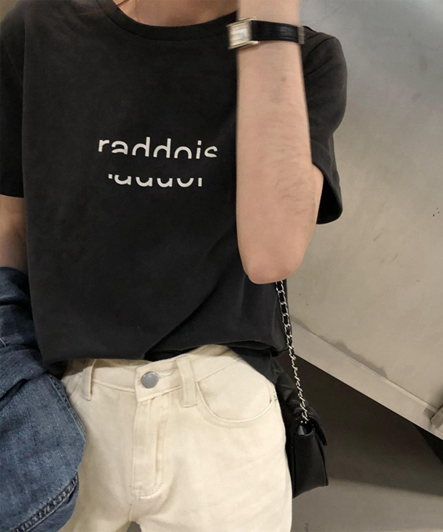 配色 ロゴプリント クルーネック 半袖 Tシャツ