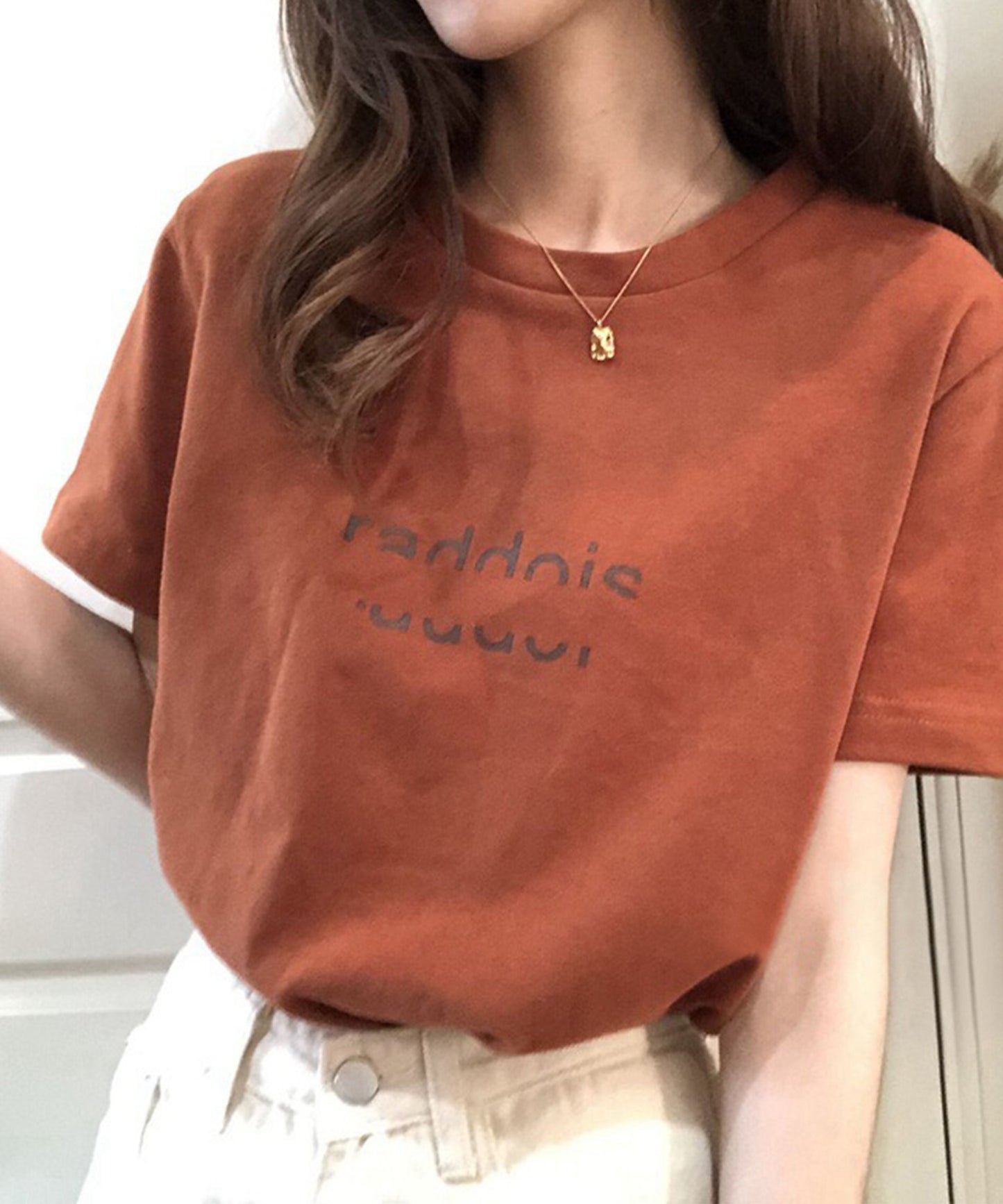 配色 ロゴプリント クルーネック 半袖 Tシャツ