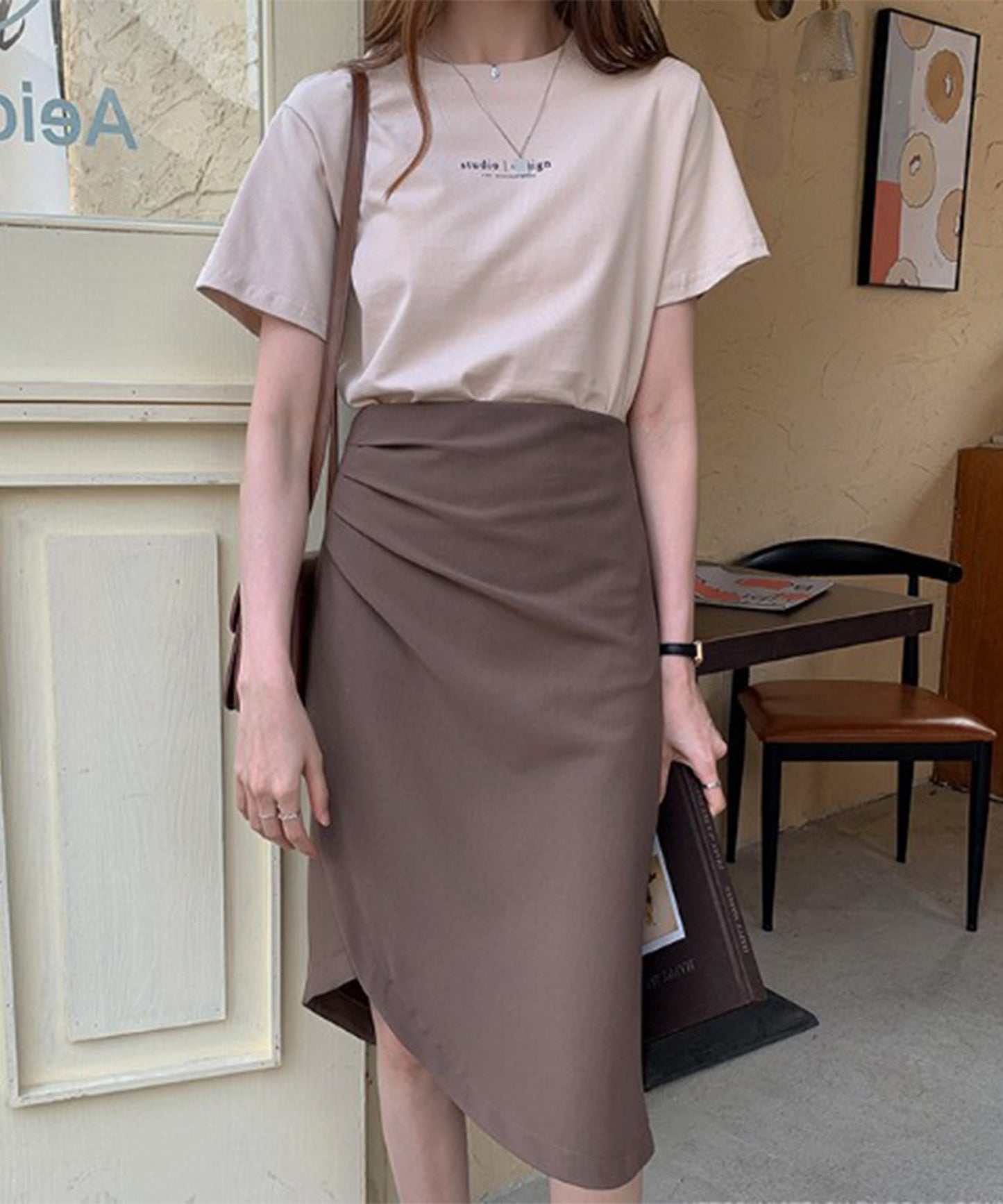 配色 ロゴプリント クルーネック 半袖 Tシャツ