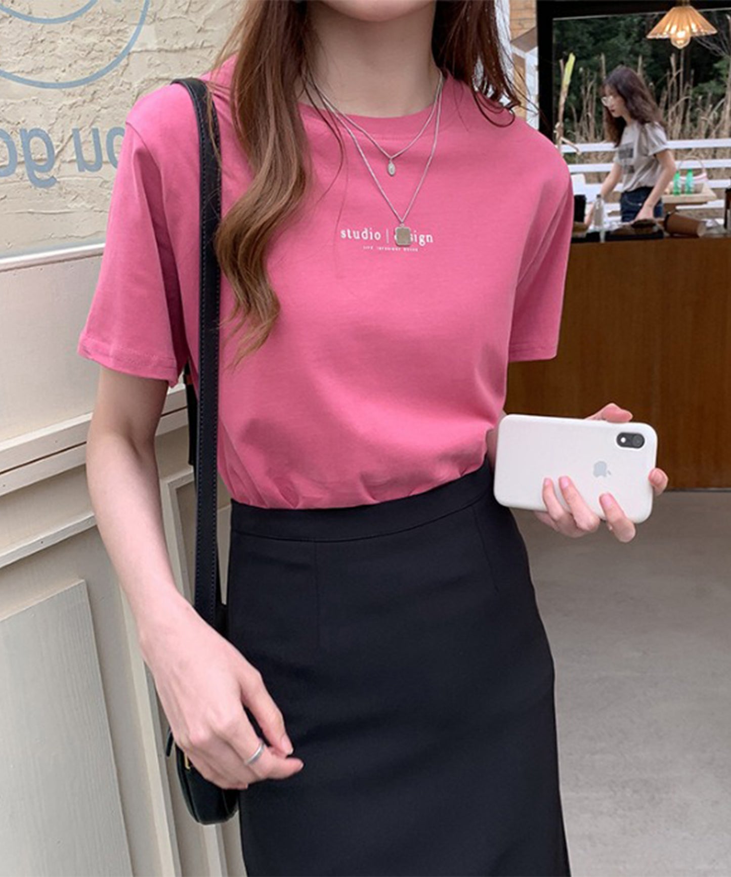 配色 ロゴプリント クルーネック 半袖 Tシャツ