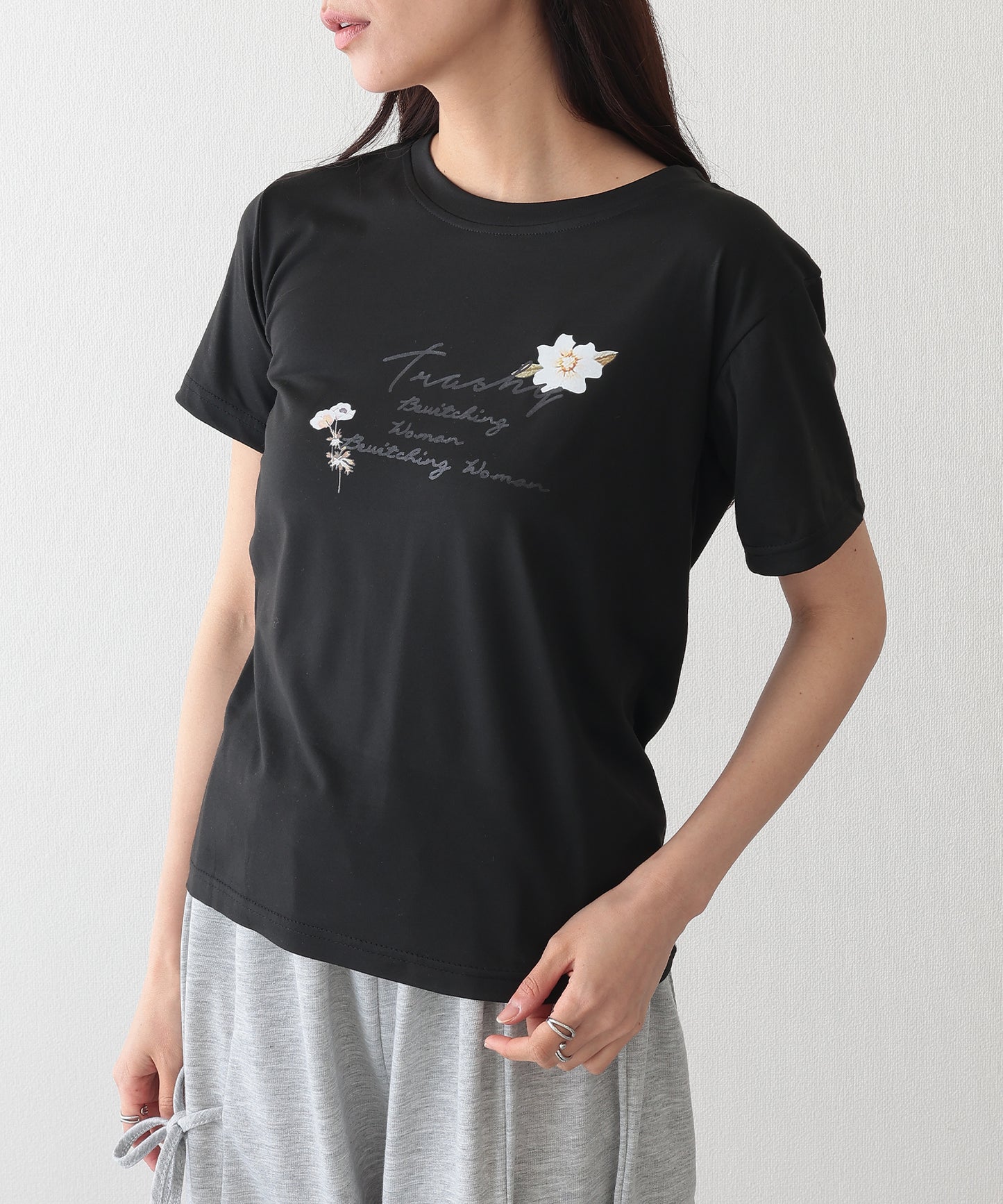 ロゴ フラワー プリント 半袖 Tシャツ