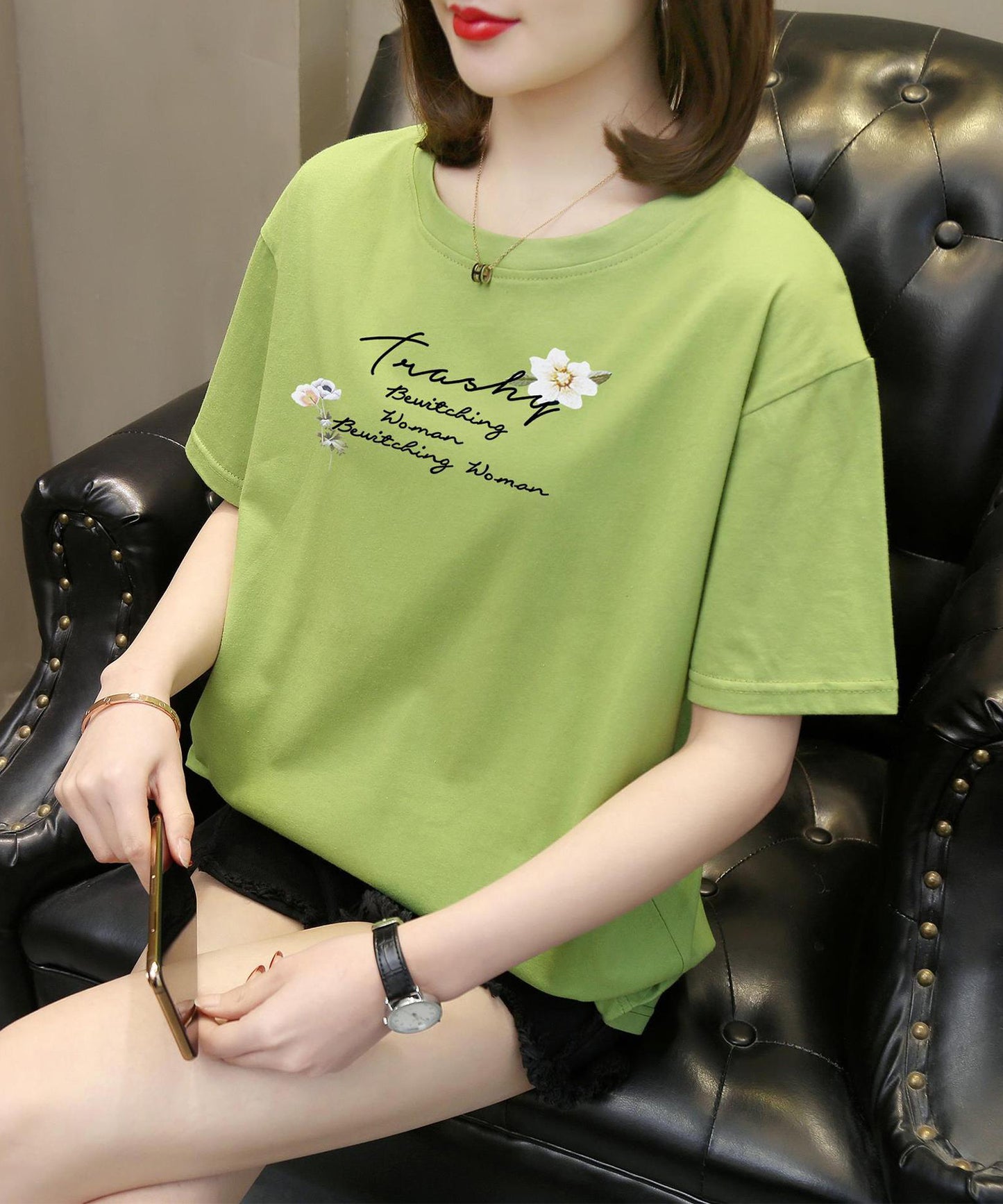 ロゴ フラワー プリント 半袖 Tシャツ