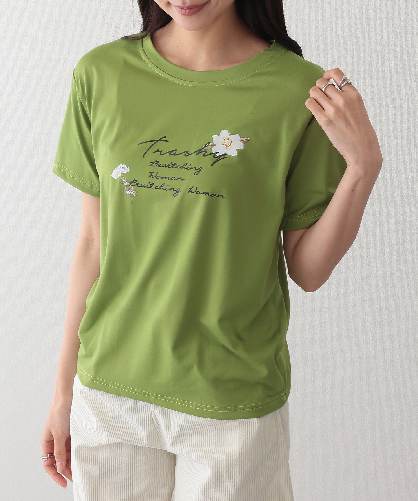 ロゴ フラワー プリント 半袖 Tシャツ