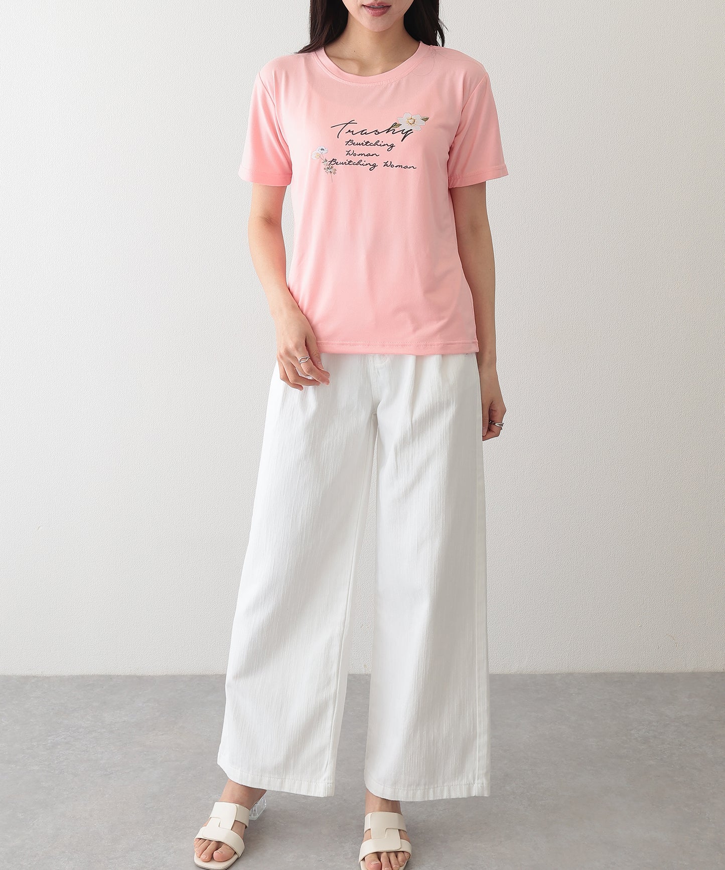ロゴ フラワー プリント 半袖 Tシャツ