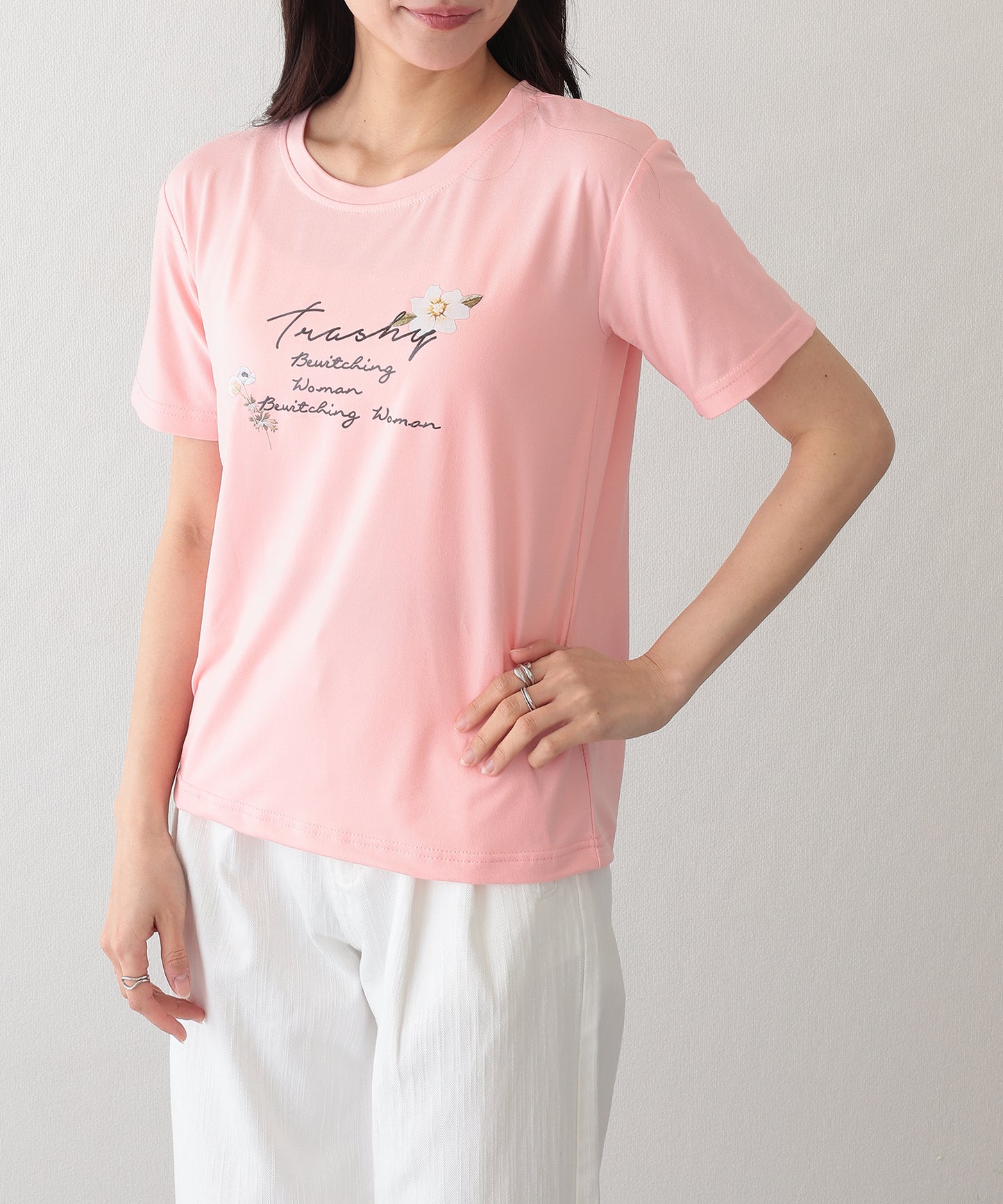 ロゴ フラワー プリント 半袖 Tシャツ