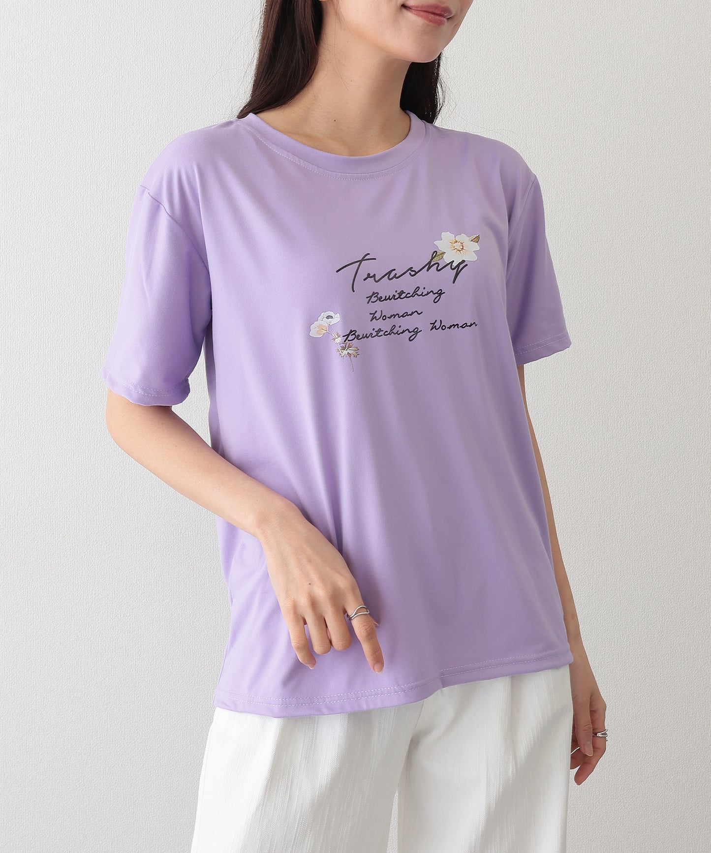 ロゴ フラワー プリント 半袖 Tシャツ